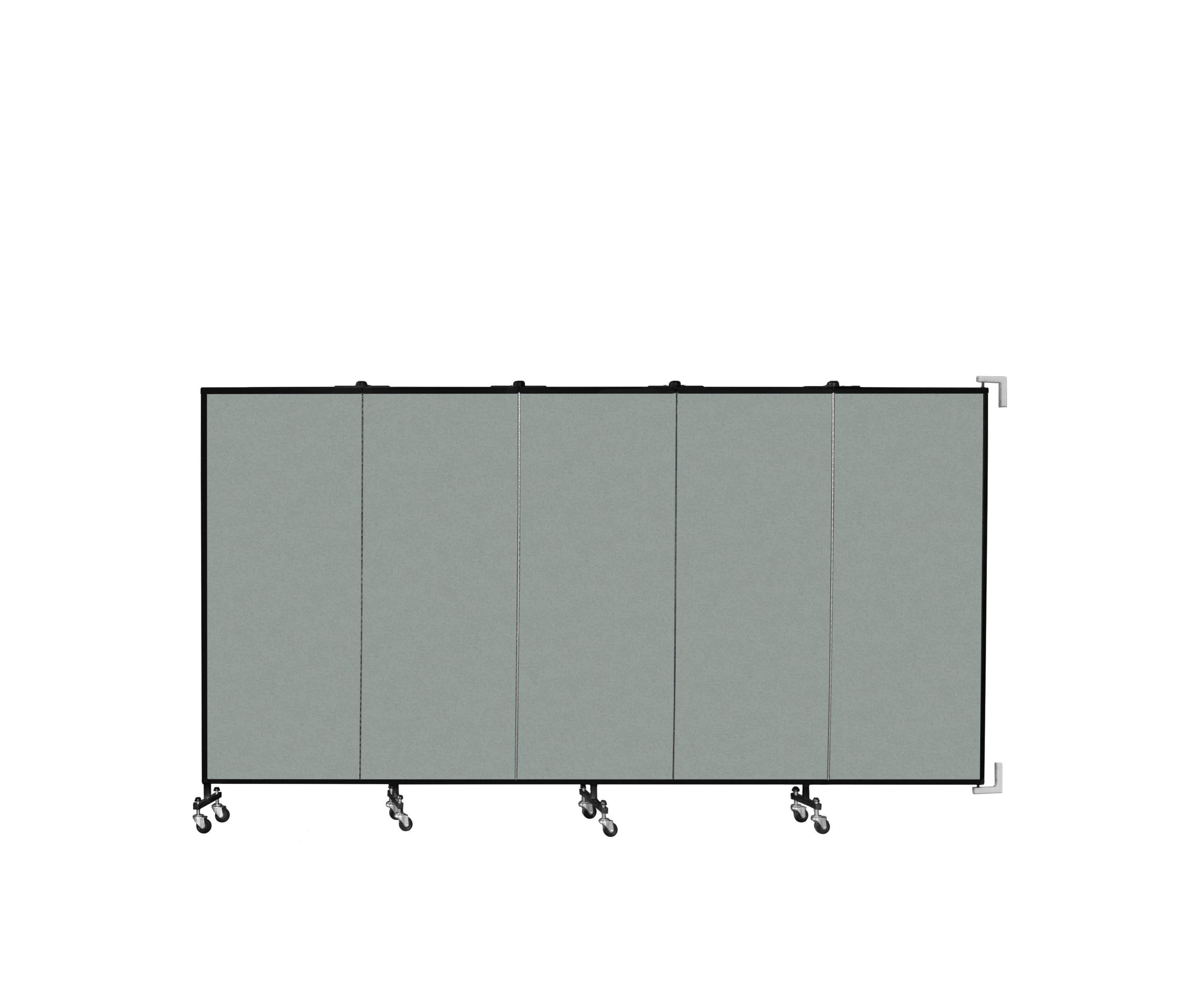 Wallmount Room Divider - 5'H x 9' 2"L - 5 Panel, Mint, Vinyl