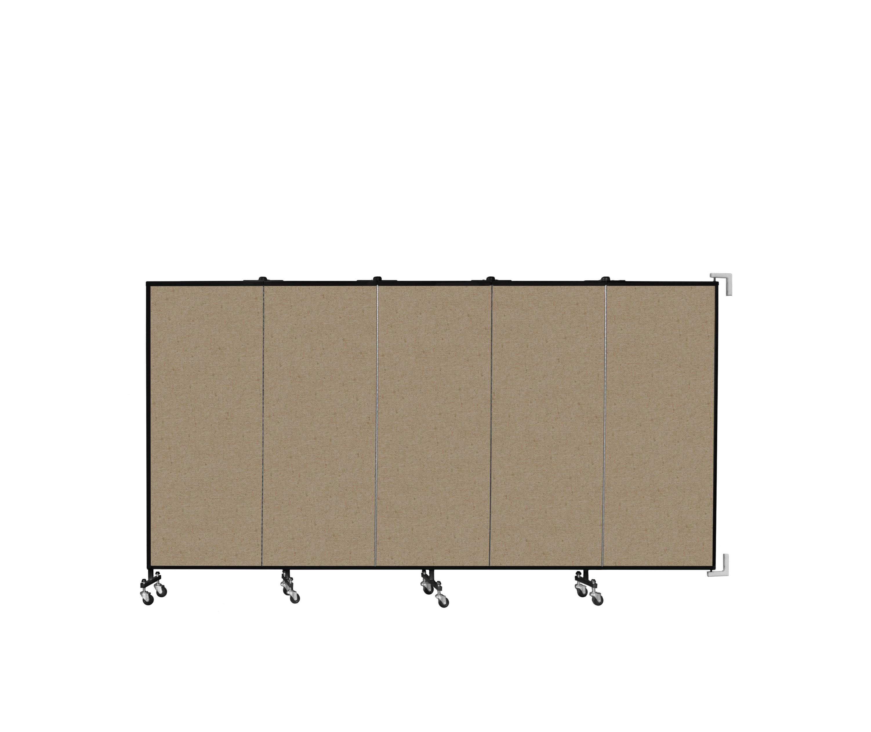 Wallmount Room Divider - 5'H x 9' 2"L - 5 Panel, Sandalwood, Vinyl