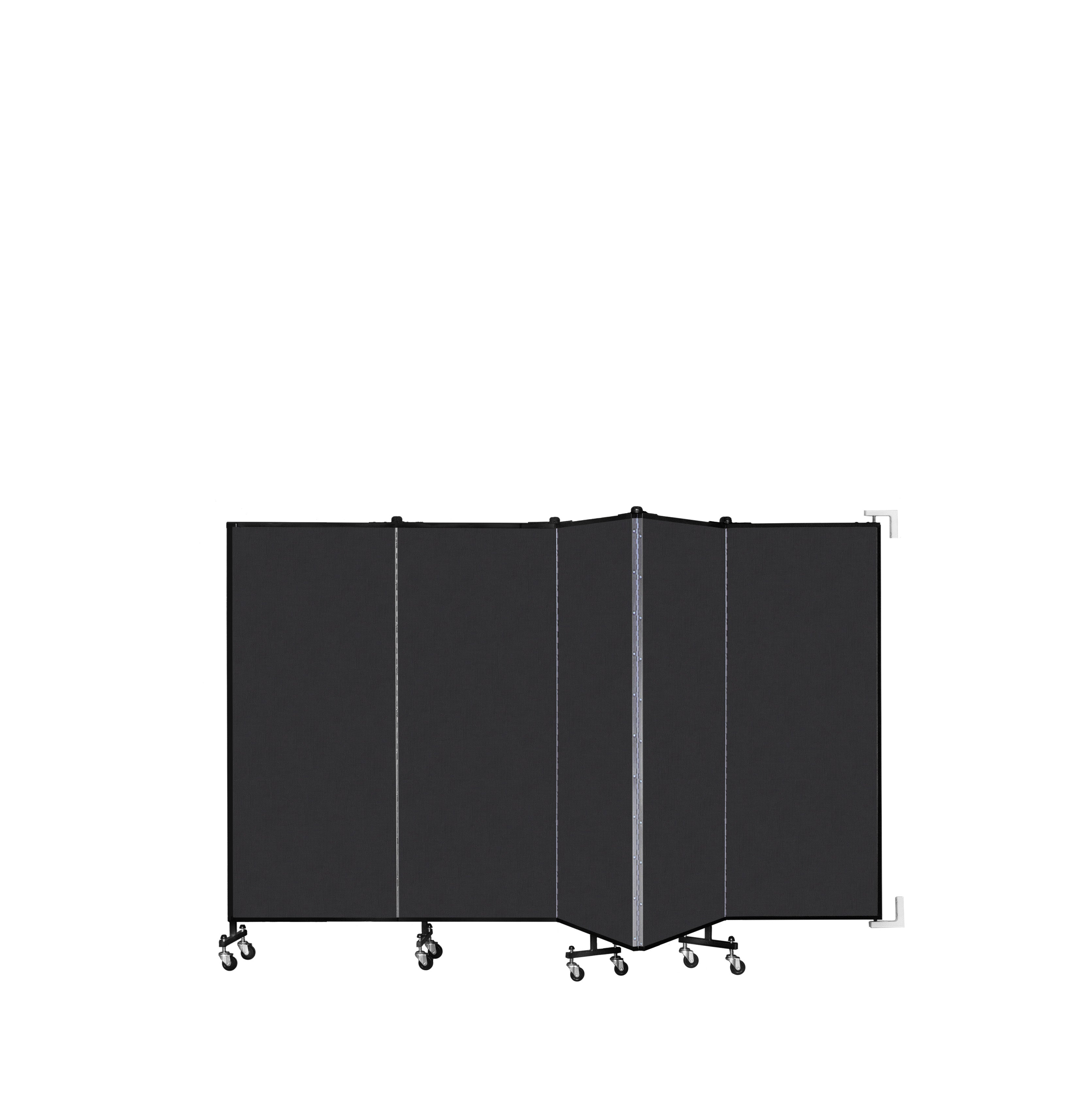 Wallmount Room Divider - 5'H x 9' 2"L - 5 Panel, Coal, Vinyl