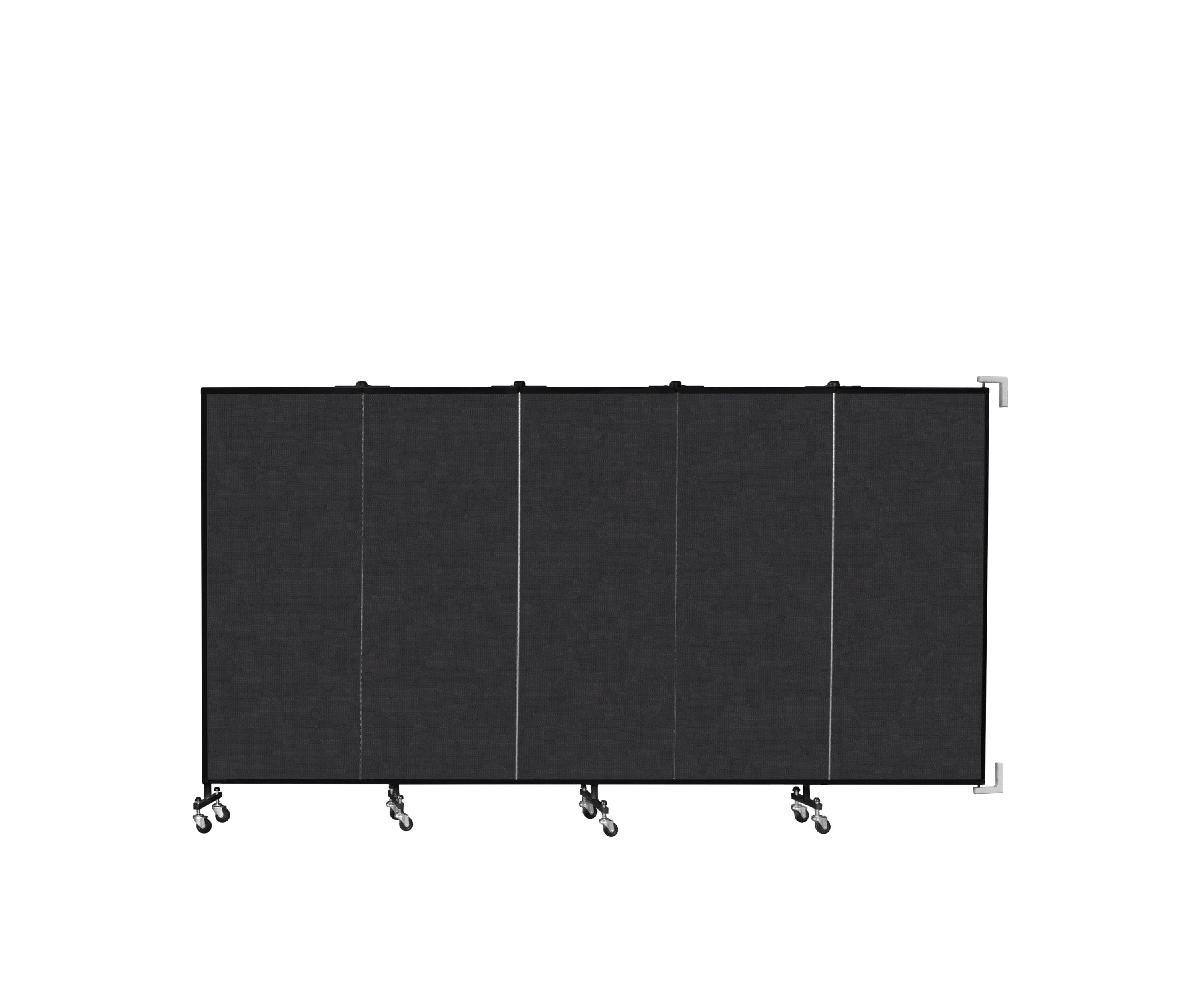 Wallmount Room Divider - 5'H x 9' 2"L - 5 Panel, Coal, Vinyl