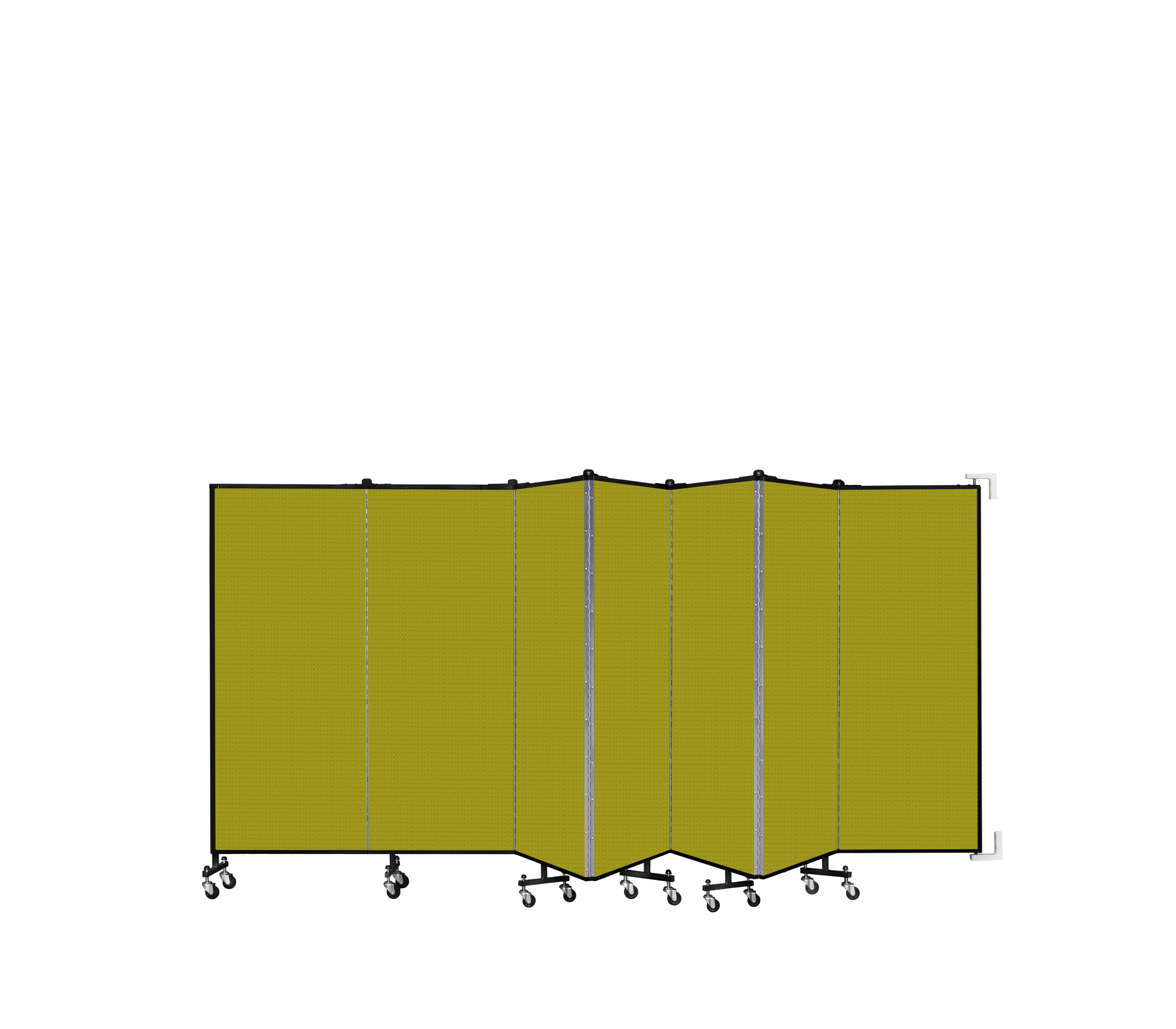 Wallmount Room Divider - 5'H x 12' 10"L - 7 Panel, Apple Green, Fabric