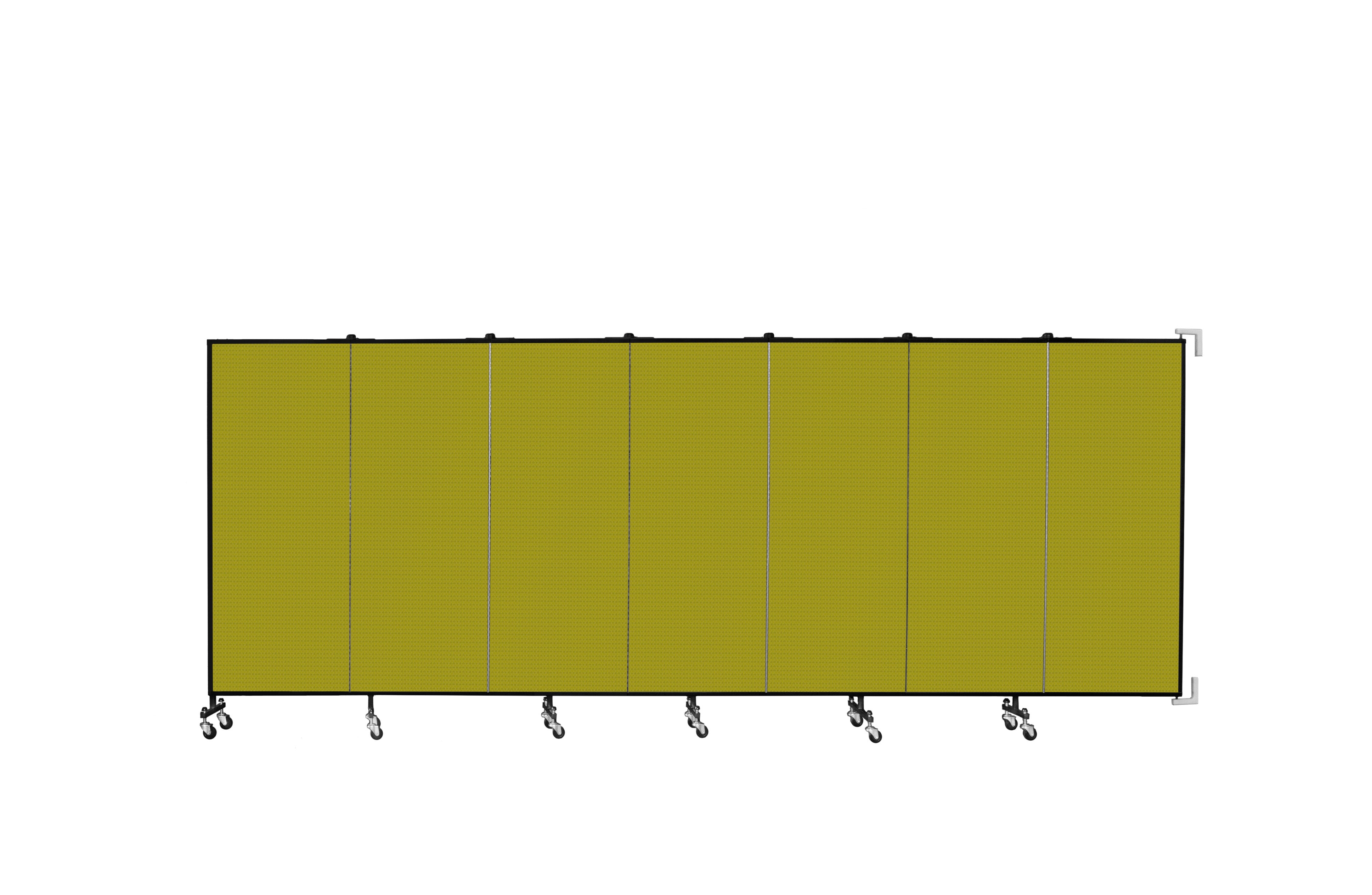 Wallmount Room Divider - 5'H x 12' 10"L - 7 Panel, Apple Green, Fabric
