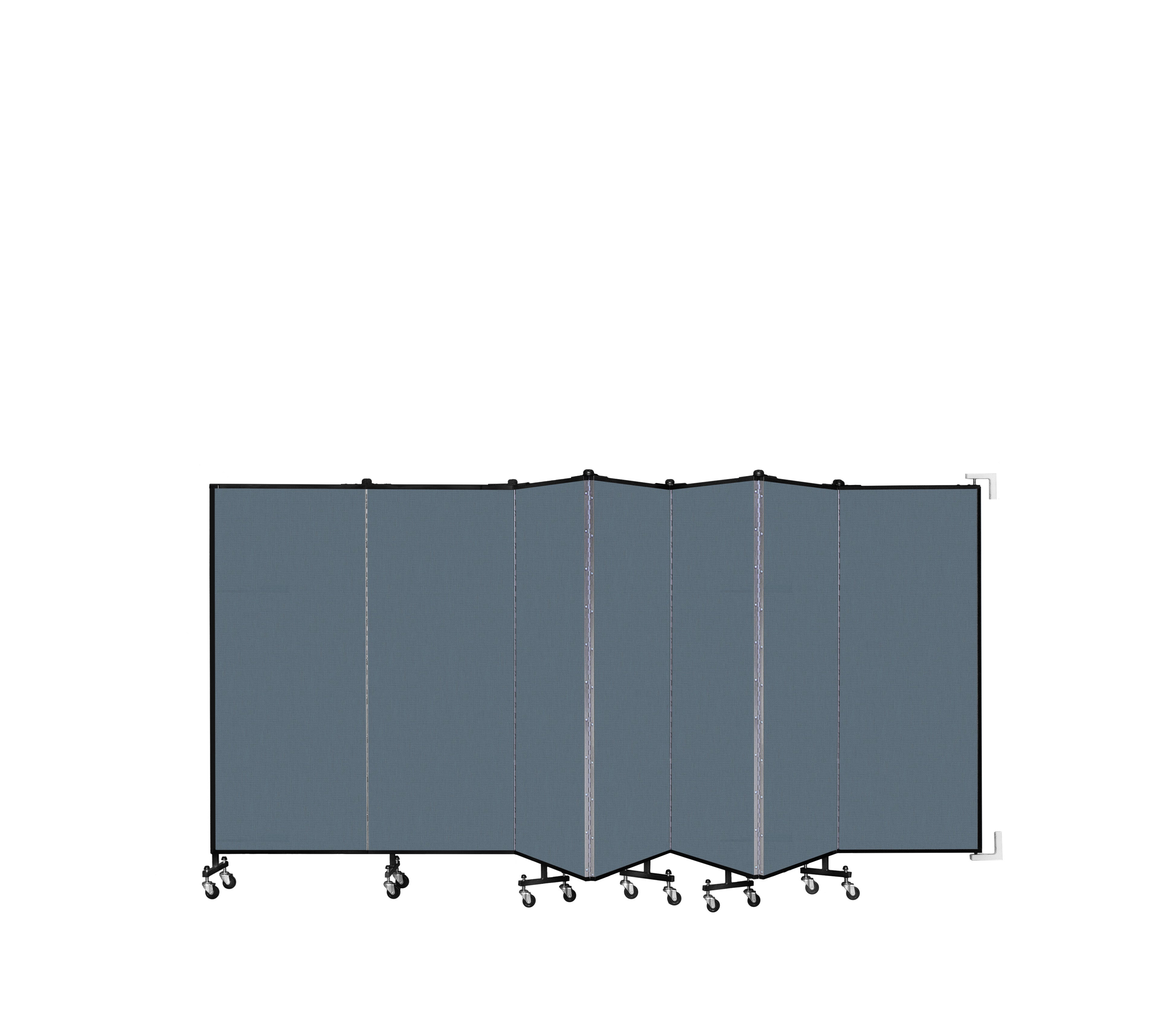 Wallmount Room Divider - 5'H x 12' 10"L - 7 Panel, Lake, Fabric