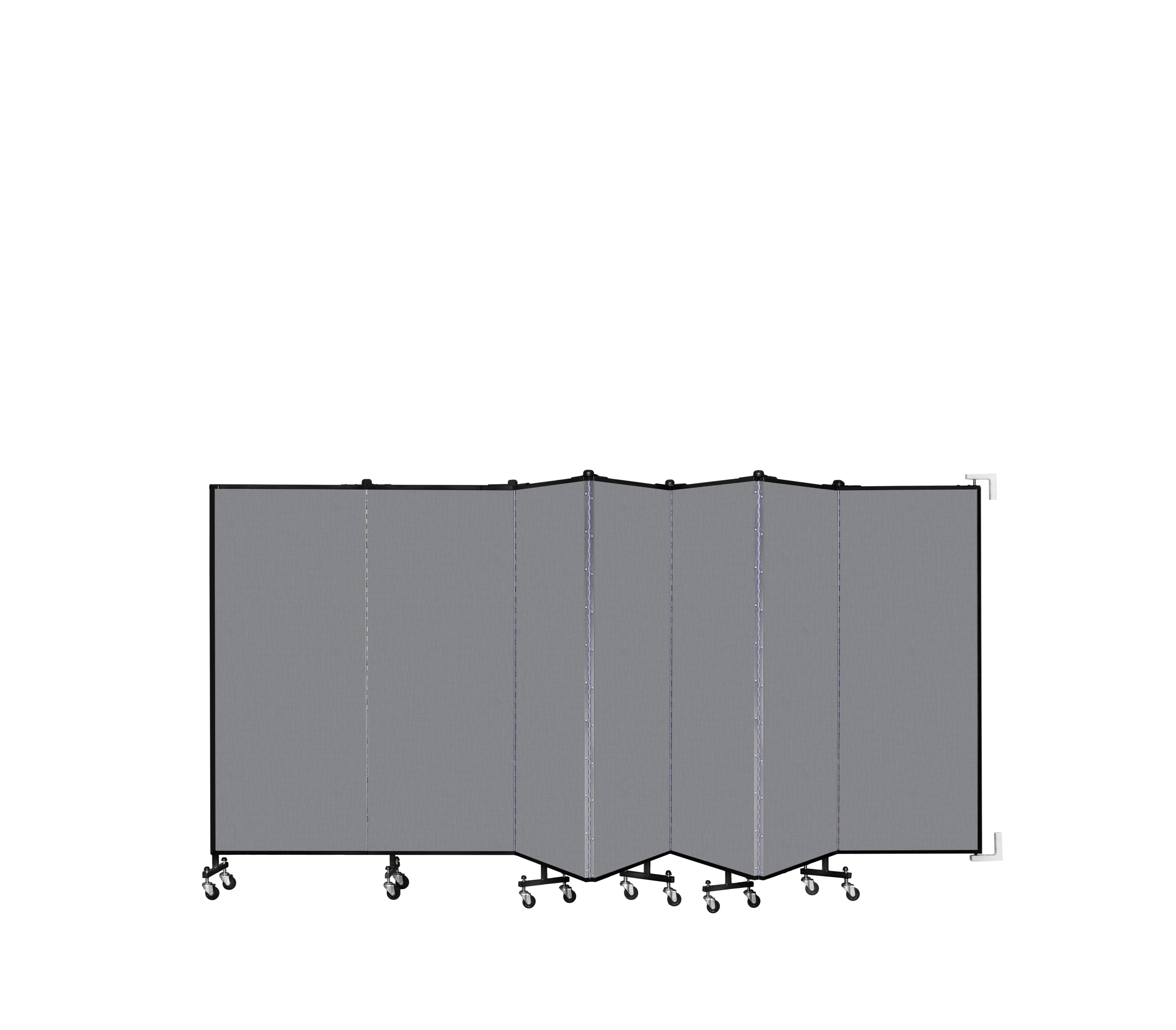 Wallmount Room Divider - 5'H x 12' 10"L - 7 Panel, Stone, Fabric