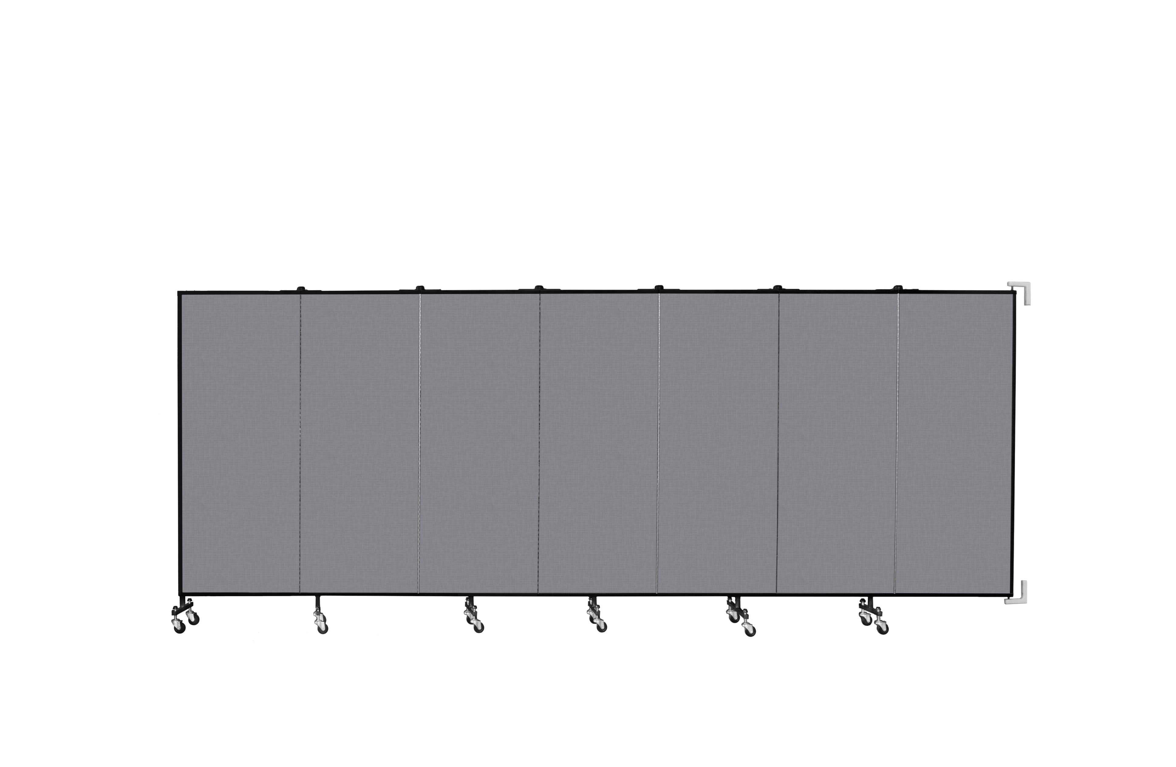 Wallmount Room Divider - 5'H x 12' 10"L - 7 Panel, Stone, Fabric