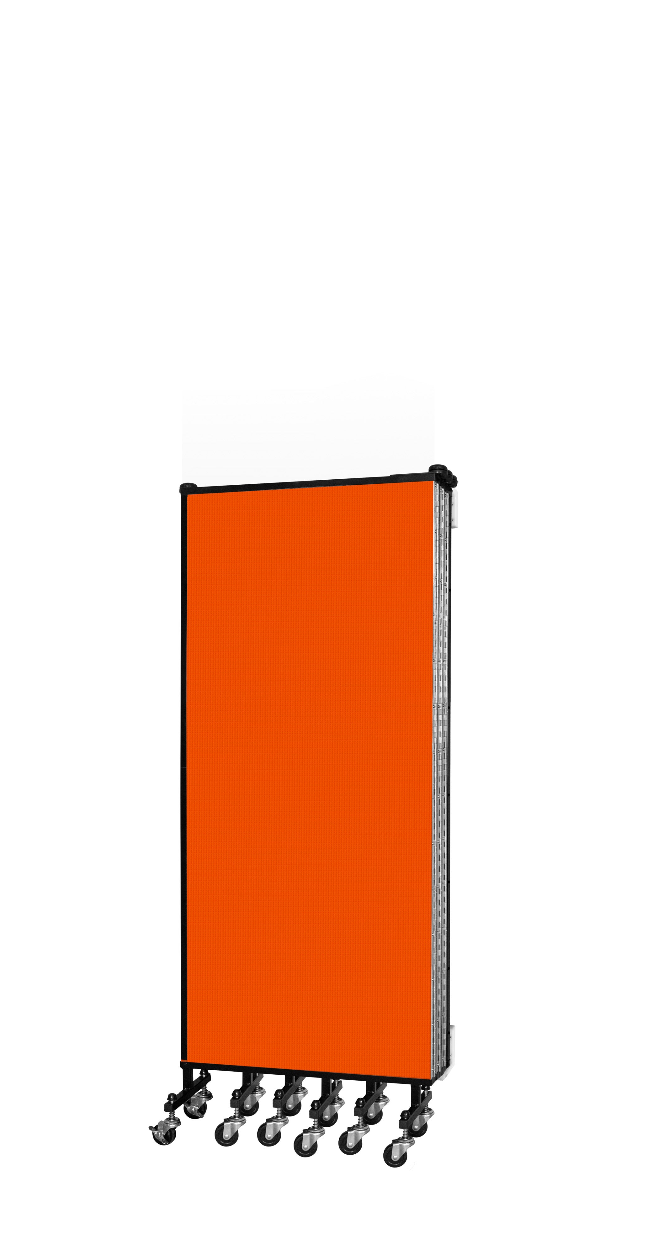 Wallmount Room Divider - 5'H x 12' 10"L - 7 Panel, Orange, Fabric