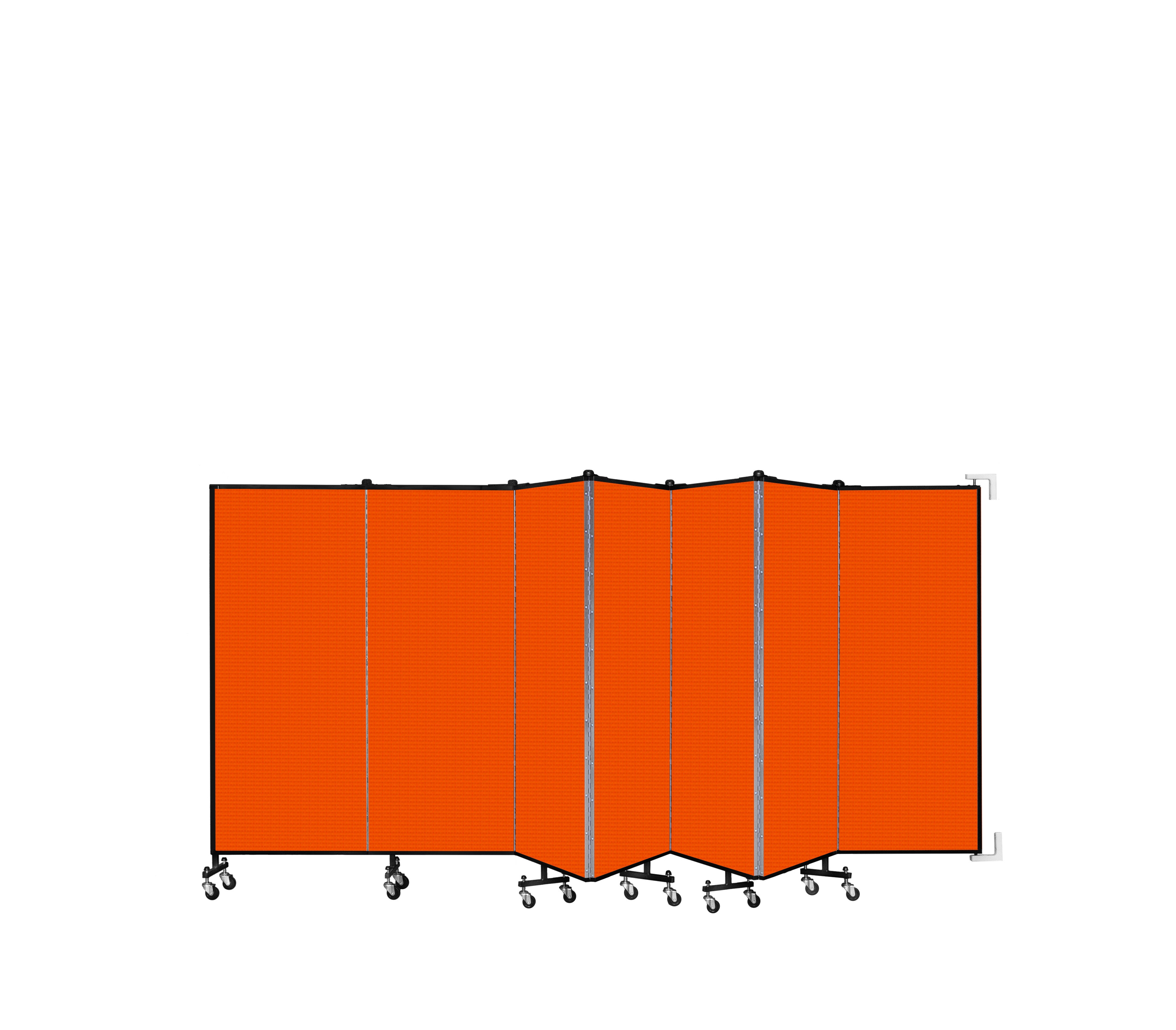 Wallmount Room Divider - 5'H x 12' 10"L - 7 Panel, Orange, Fabric