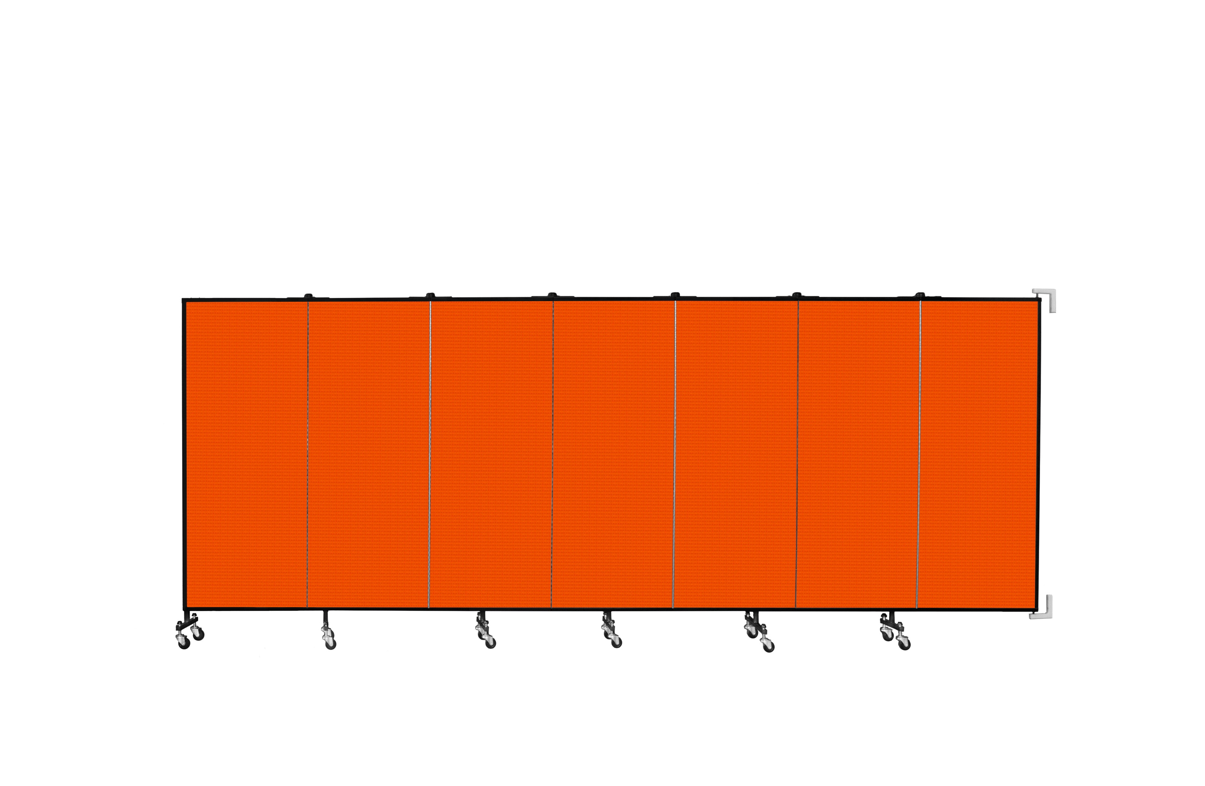 Wallmount Room Divider - 5'H x 12' 10"L - 7 Panel, Orange, Fabric