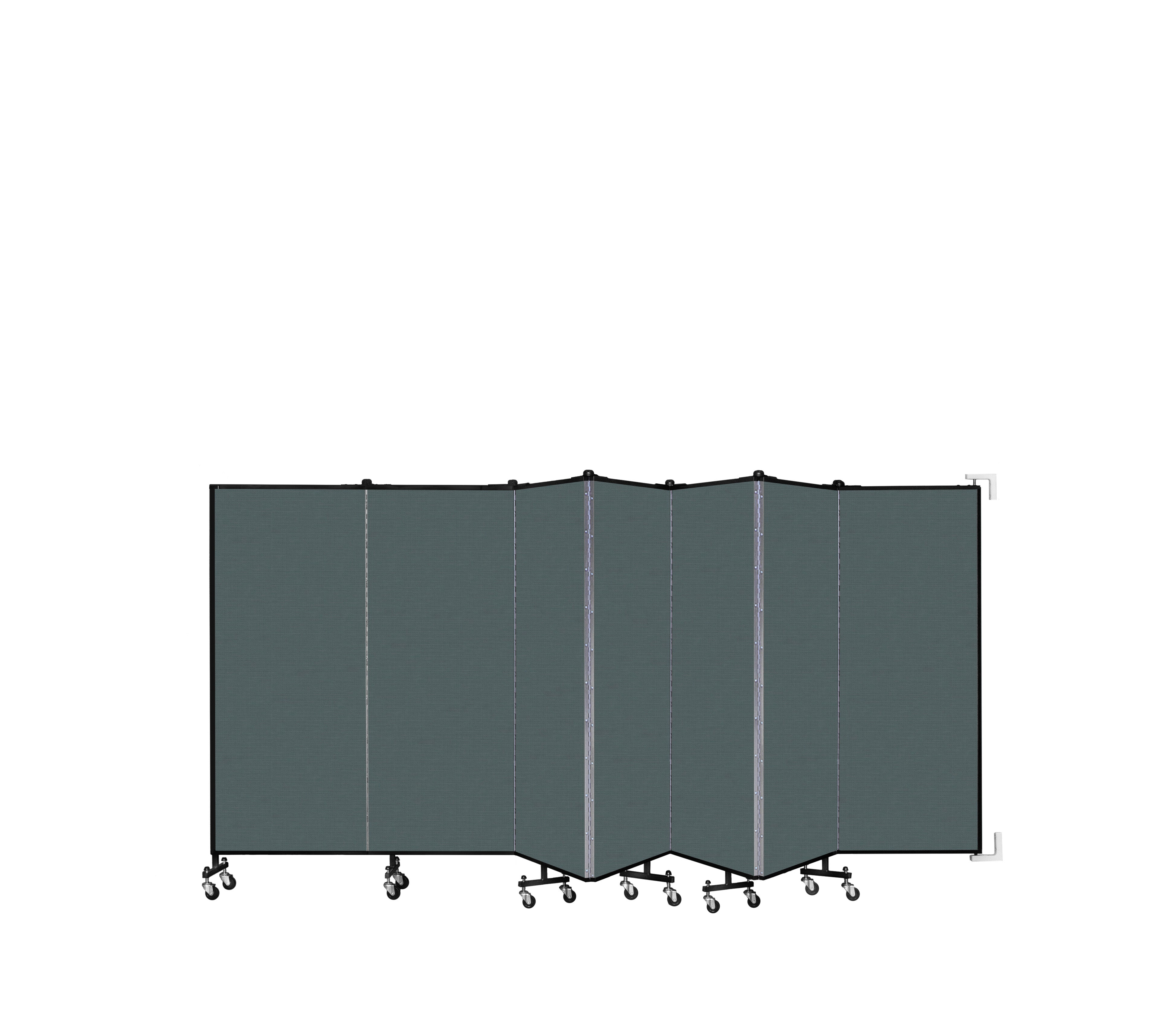Wallmount Room Divider - 5'H x 12' 10"L - 7 Panel, Mallard, Fabric