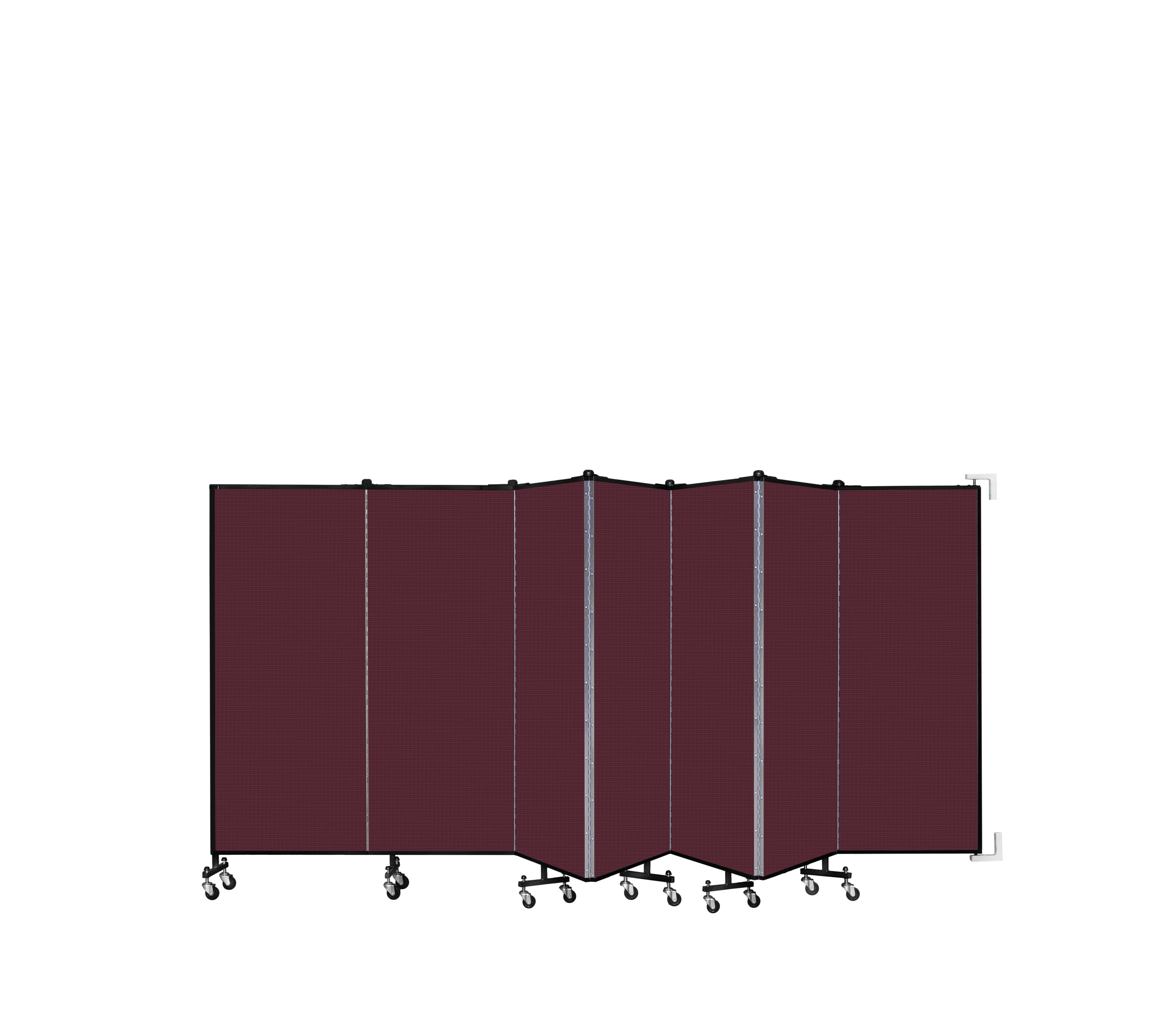 Wallmount Room Divider - 5'H x 12' 10"L - 7 Panel, Purple, Fabric