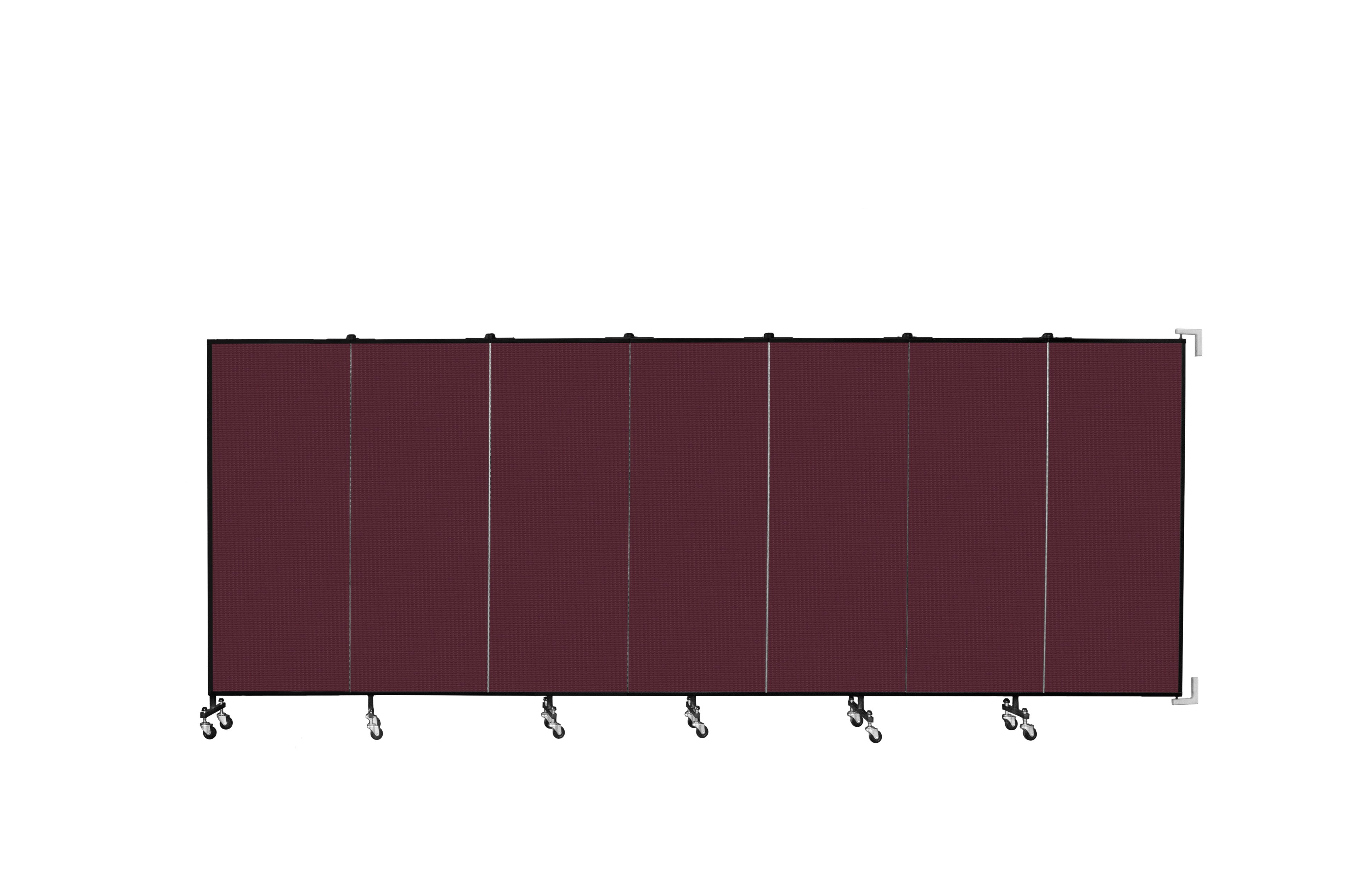 Wallmount Room Divider - 5'H x 12' 10"L - 7 Panel, Purple, Fabric