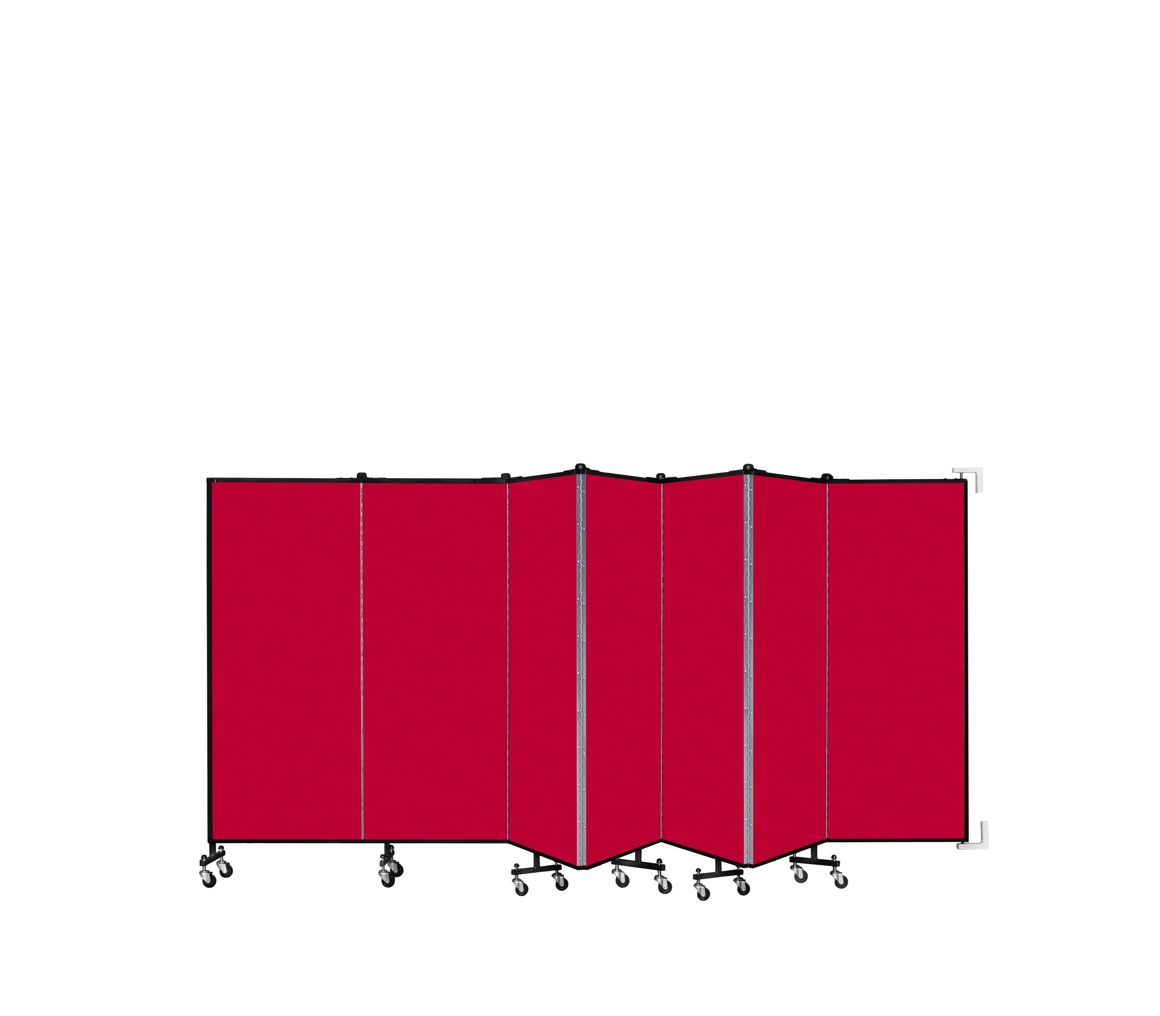 Wallmount Room Divider - 5'H x 12' 10"L - 7 Panel, Primary Red, Fabric