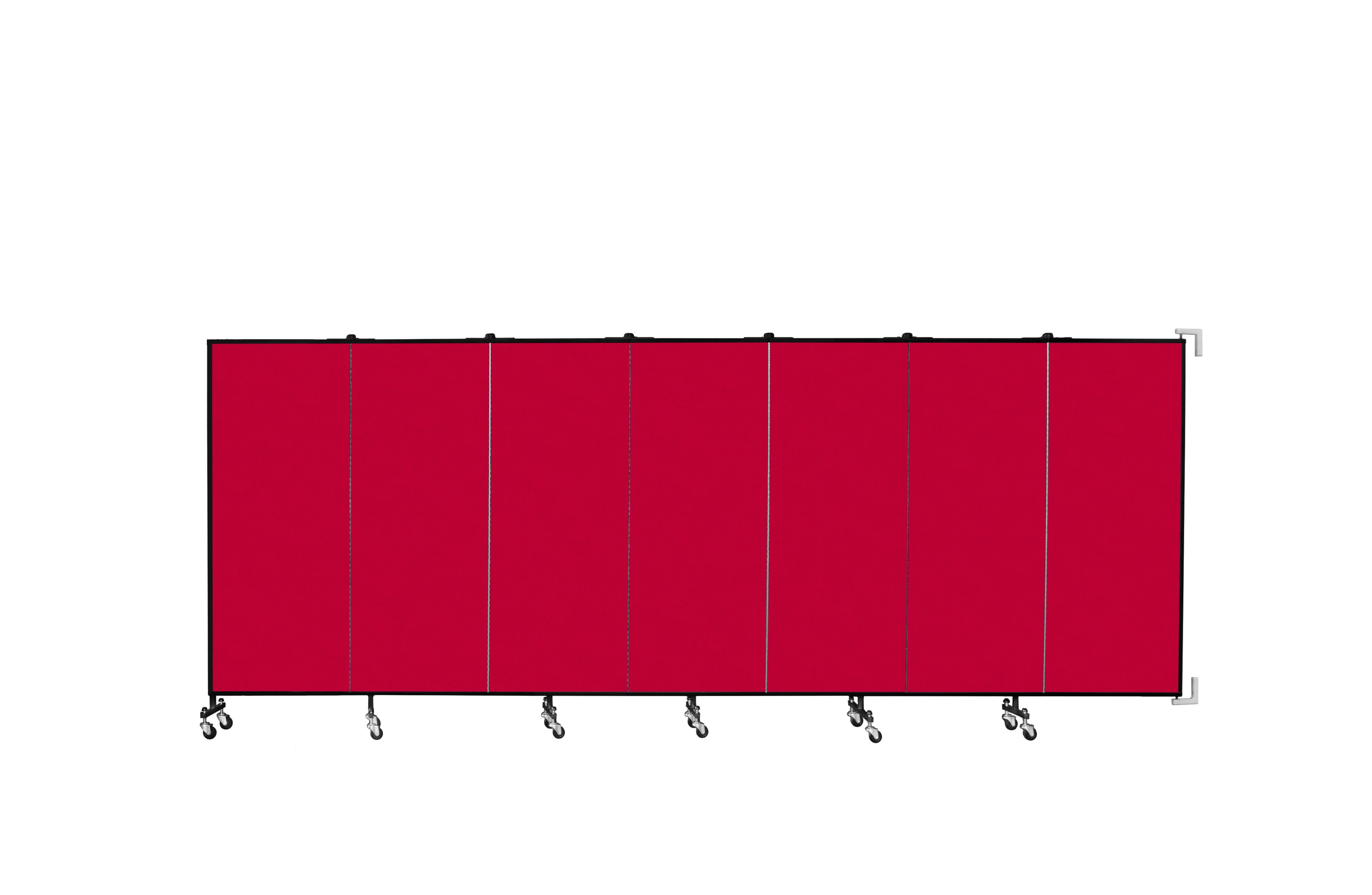 Wallmount Room Divider - 5'H x 12' 10"L - 7 Panel, Primary Red, Fabric