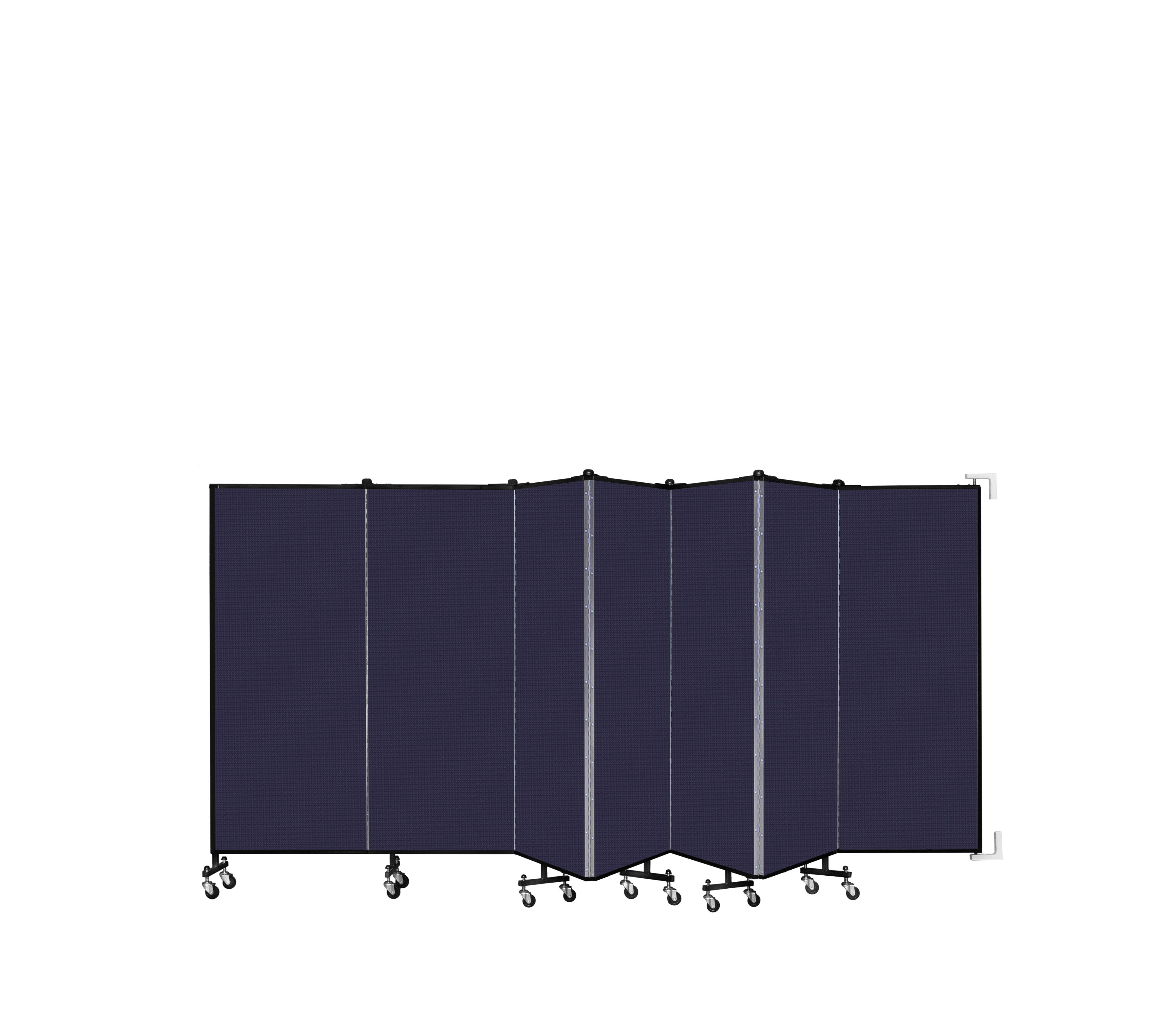 Wallmount Room Divider - 5'H x 12' 10"L - 7 Panel, Navy, Fabric