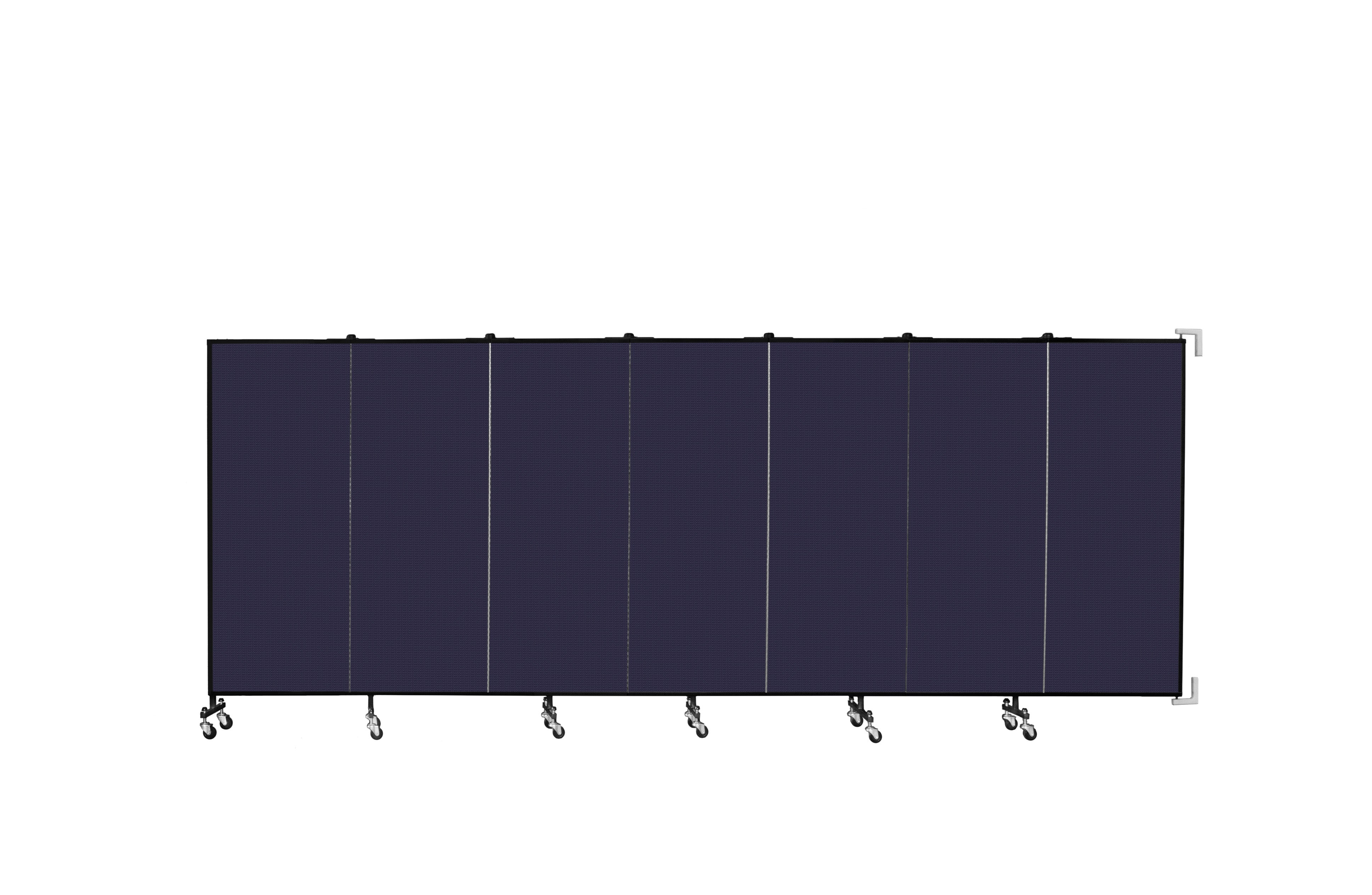 Wallmount Room Divider - 5'H x 12' 10"L - 7 Panel, Navy, Fabric