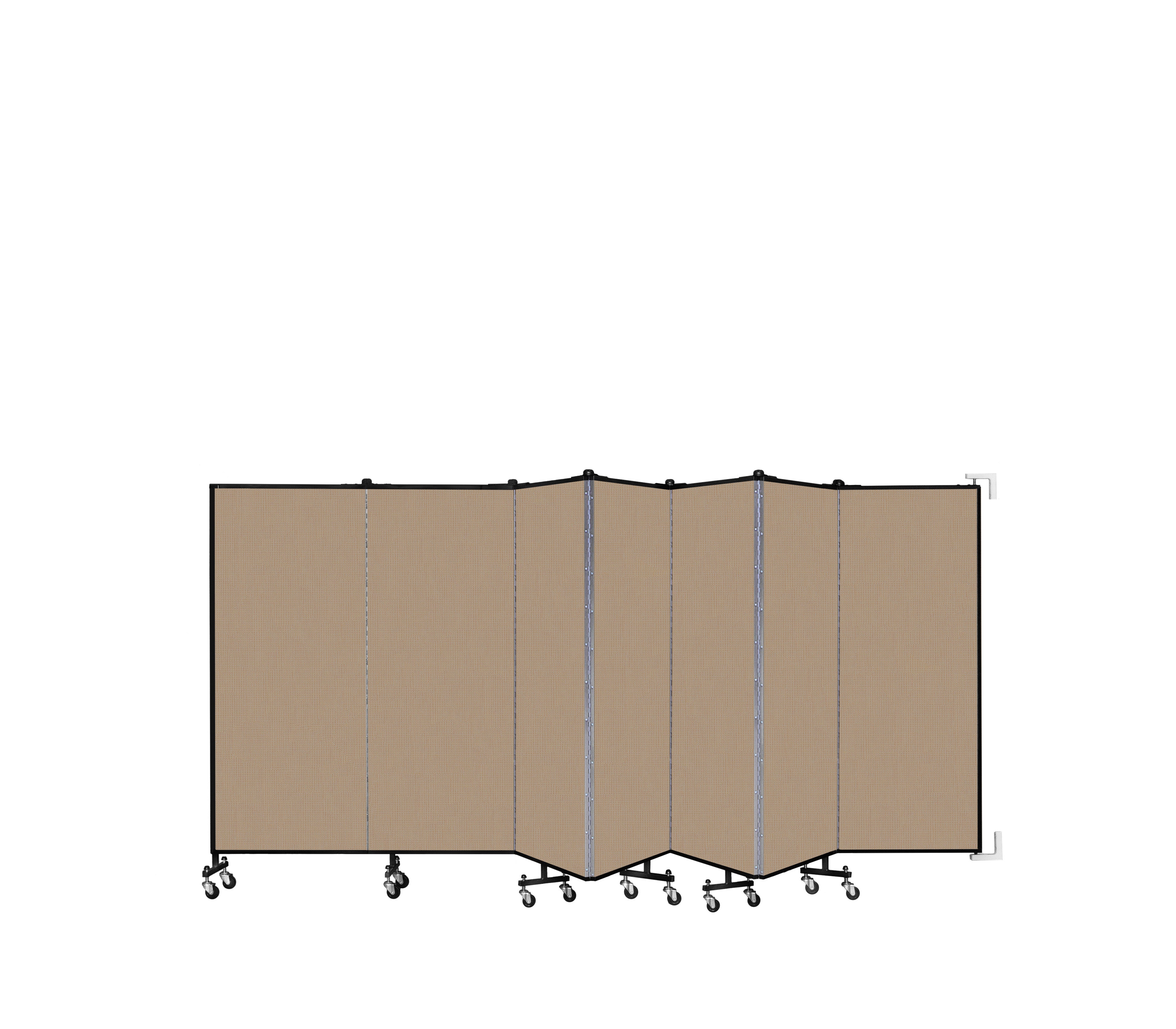 Wallmount Room Divider - 5'H x 12' 10"L - 7 Panel, Desert, Fabric