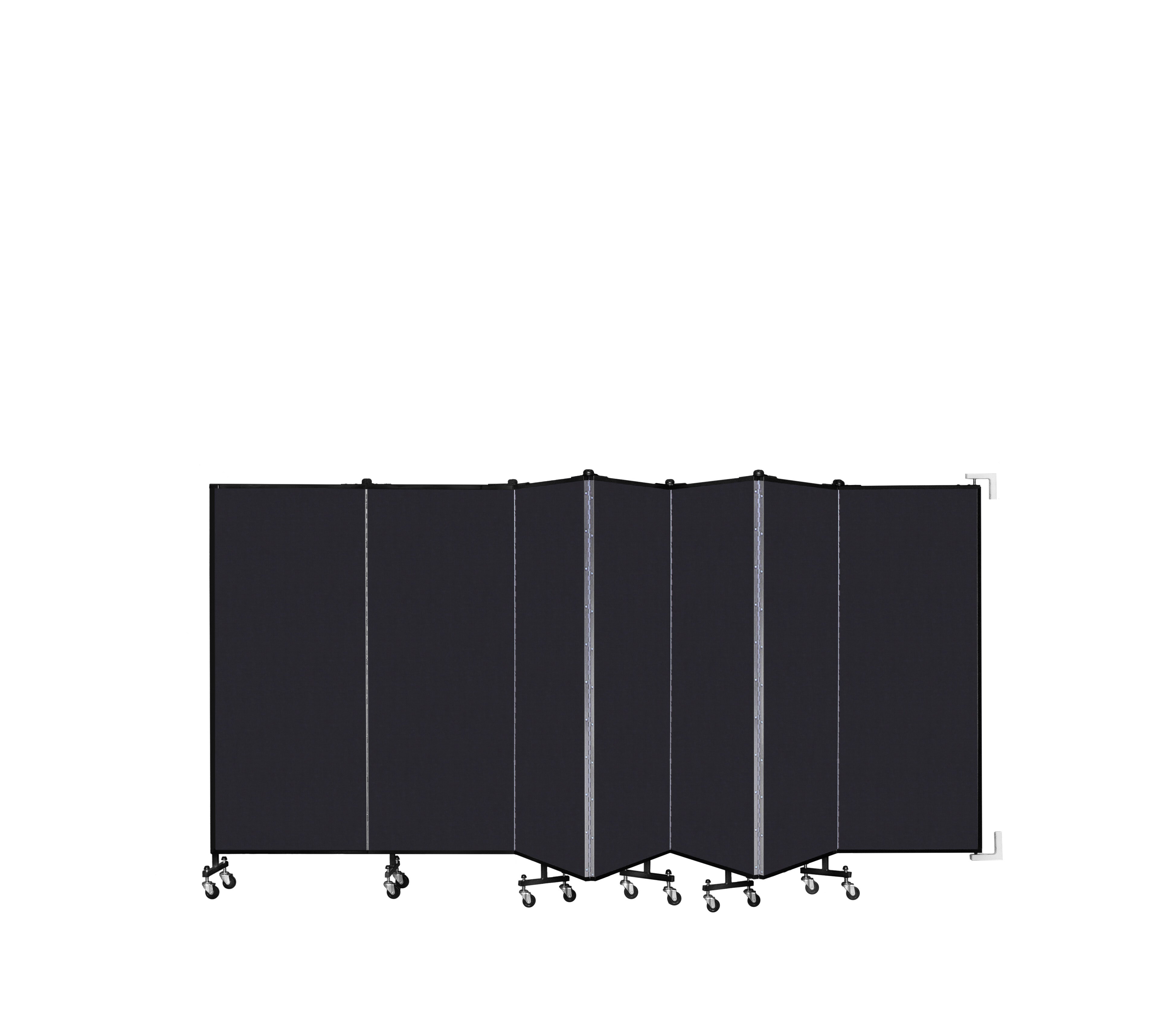 Wallmount Room Divider - 5'H x 12' 10"L - 7 Panel, Black, Fabric