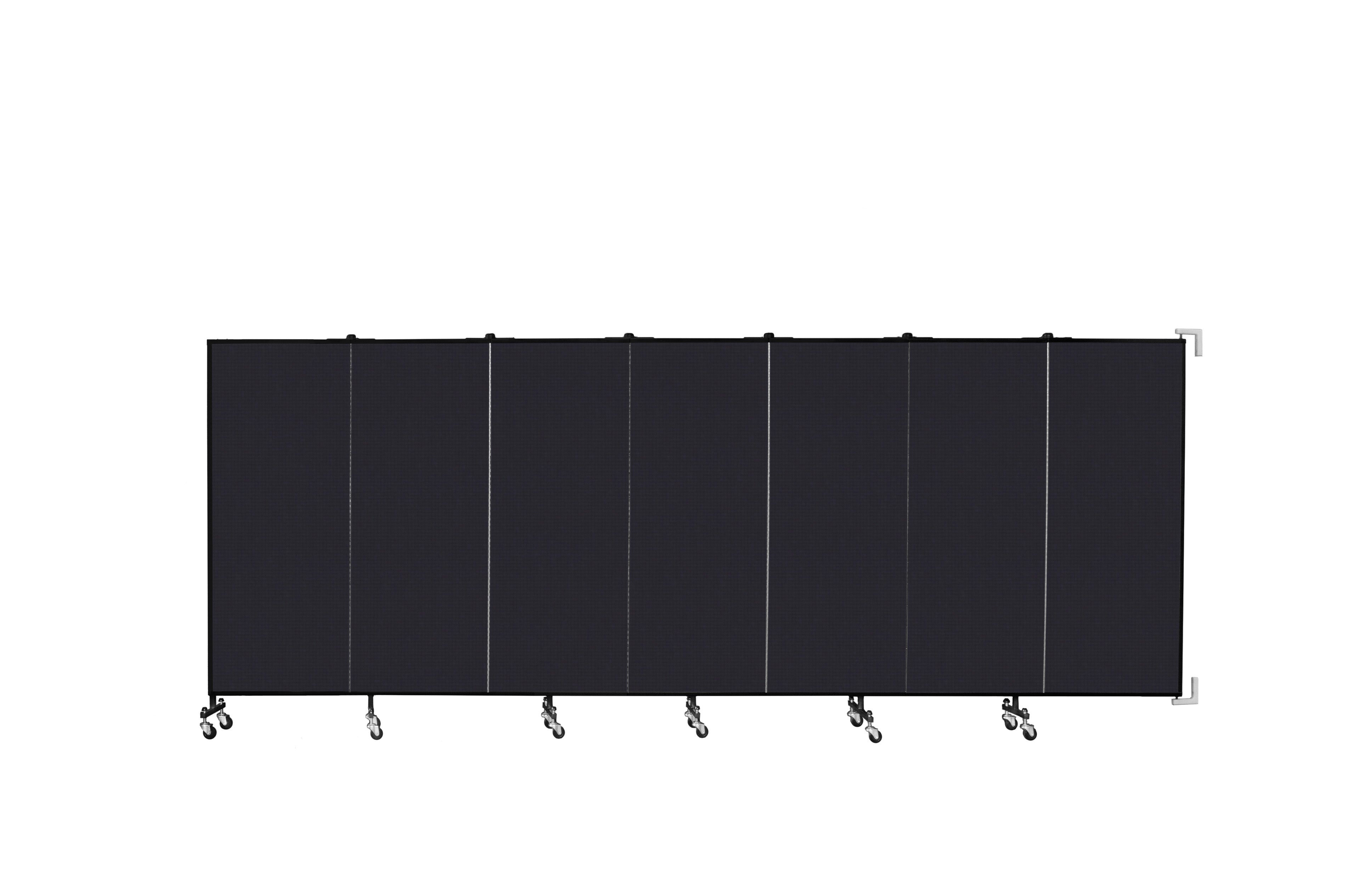 Wallmount Room Divider - 5'H x 12' 10"L - 7 Panel, Black, Fabric