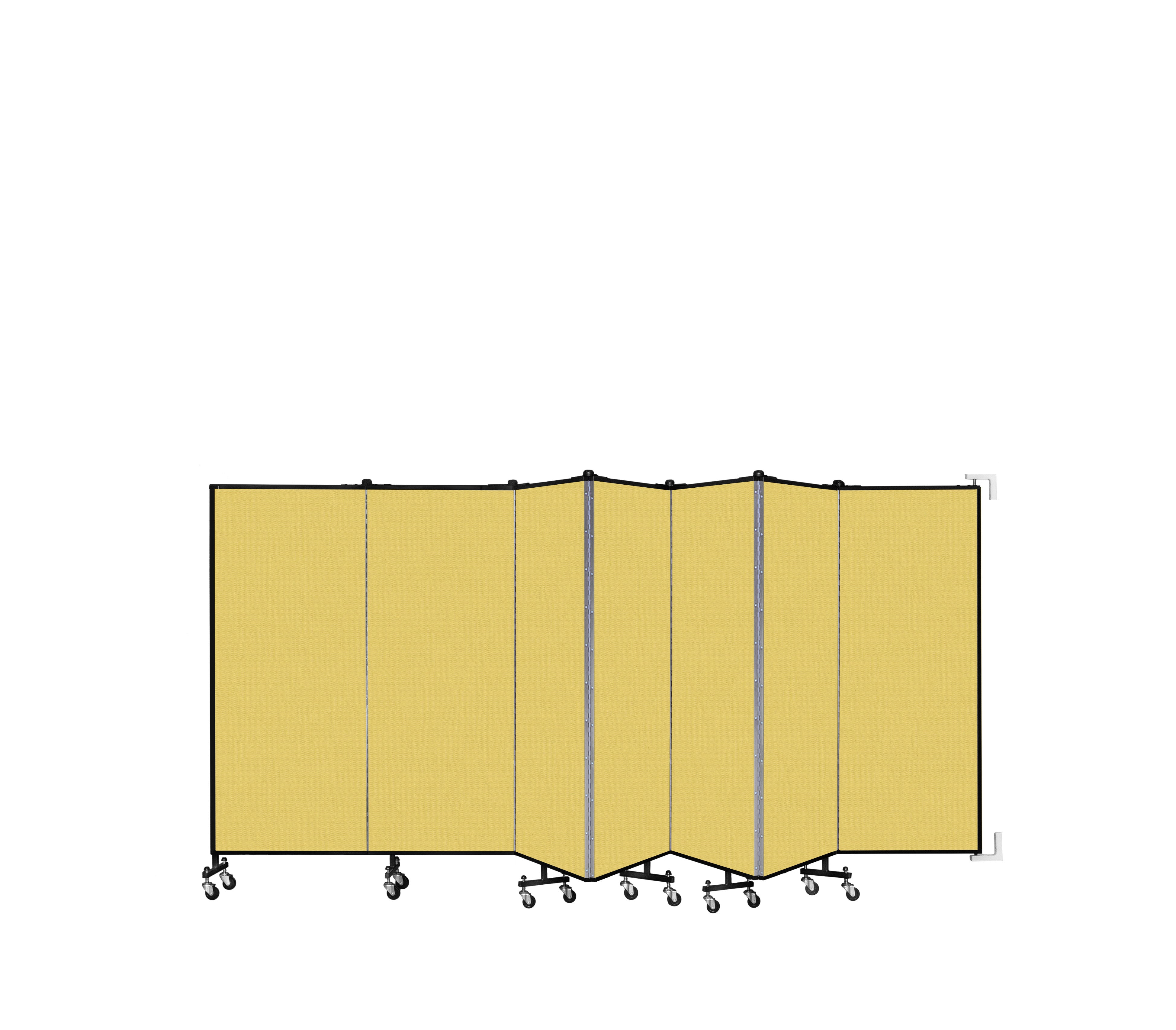 Wallmount Room Divider - 5'H x 12' 10"L - 7 Panel, Primary Yellow, Fabric