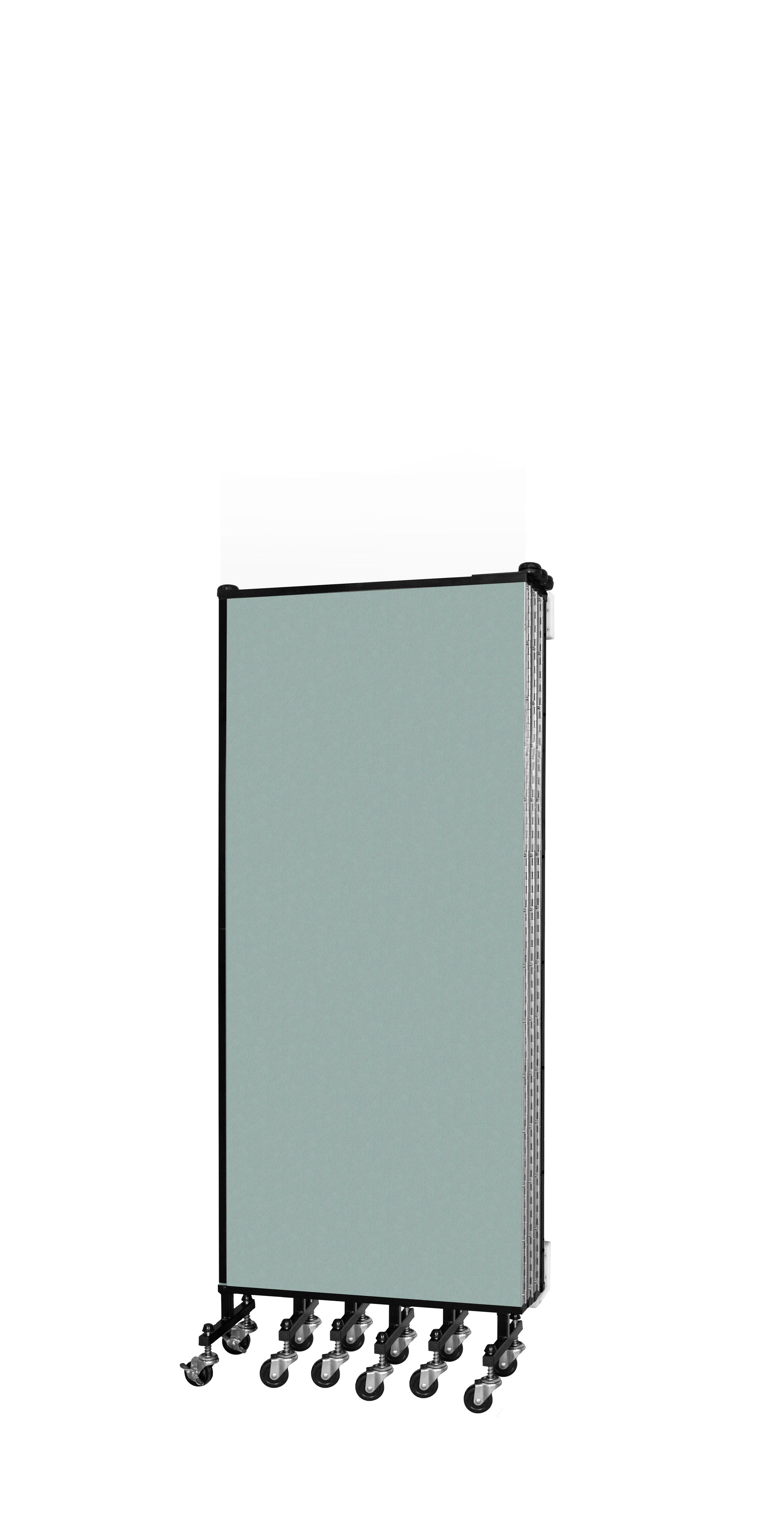 Wallmount Room Divider - 5'H x 12' 10"L - 7 Panel, Sea Green, Fabric