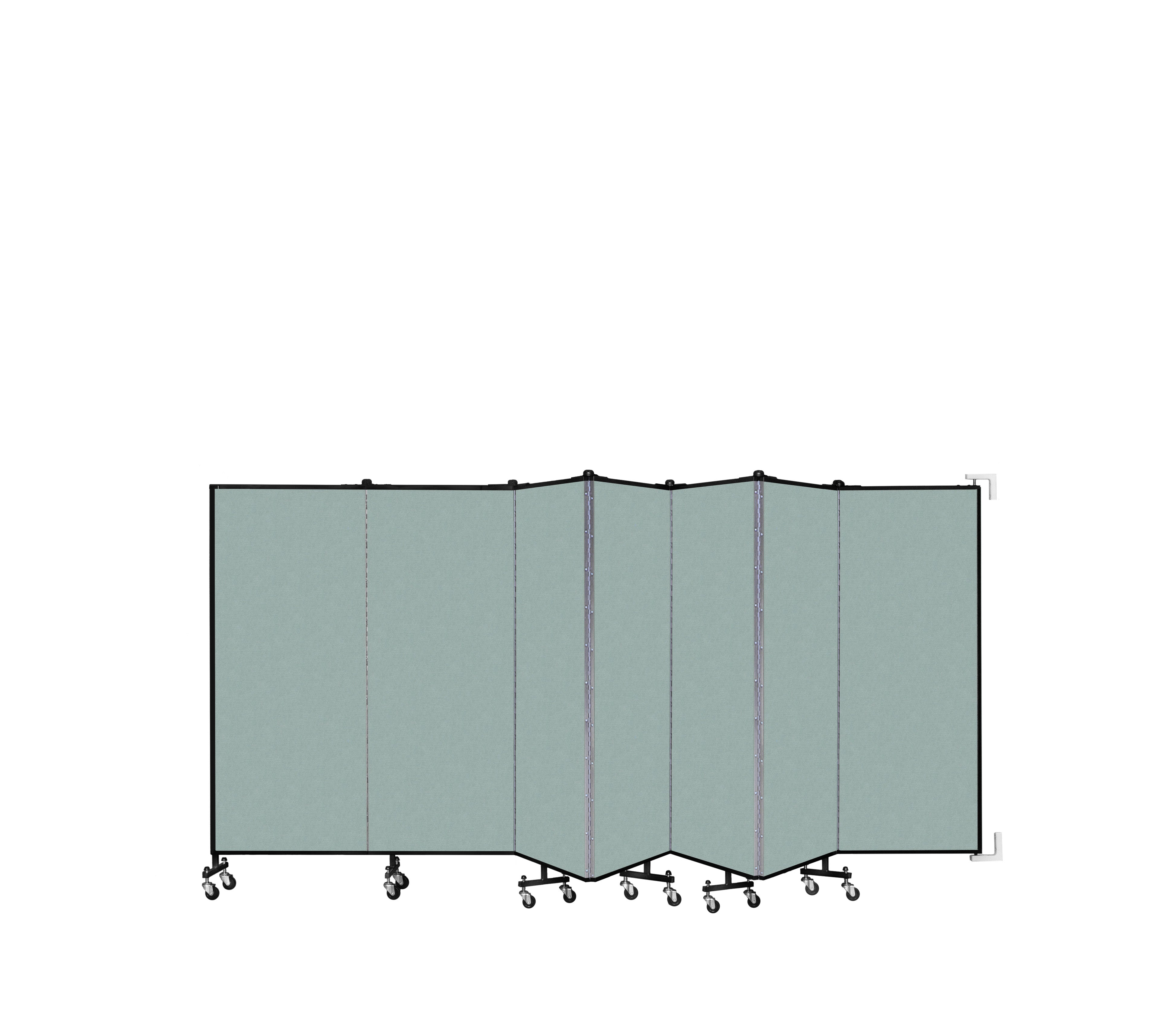 Wallmount Room Divider - 5'H x 12' 10"L - 7 Panel, Sea Green, Fabric