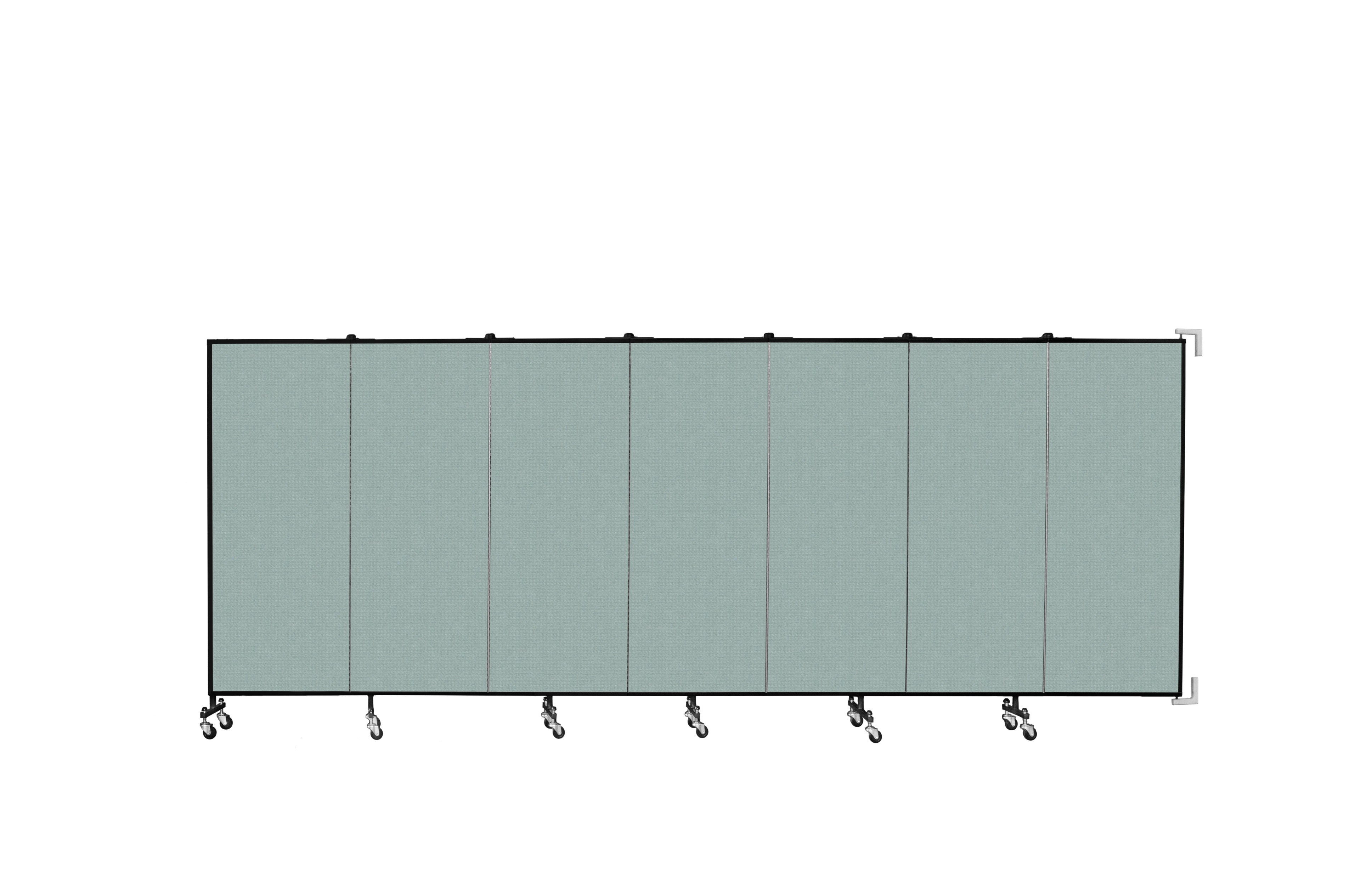 Wallmount Room Divider - 5'H x 12' 10"L - 7 Panel, Sea Green, Fabric