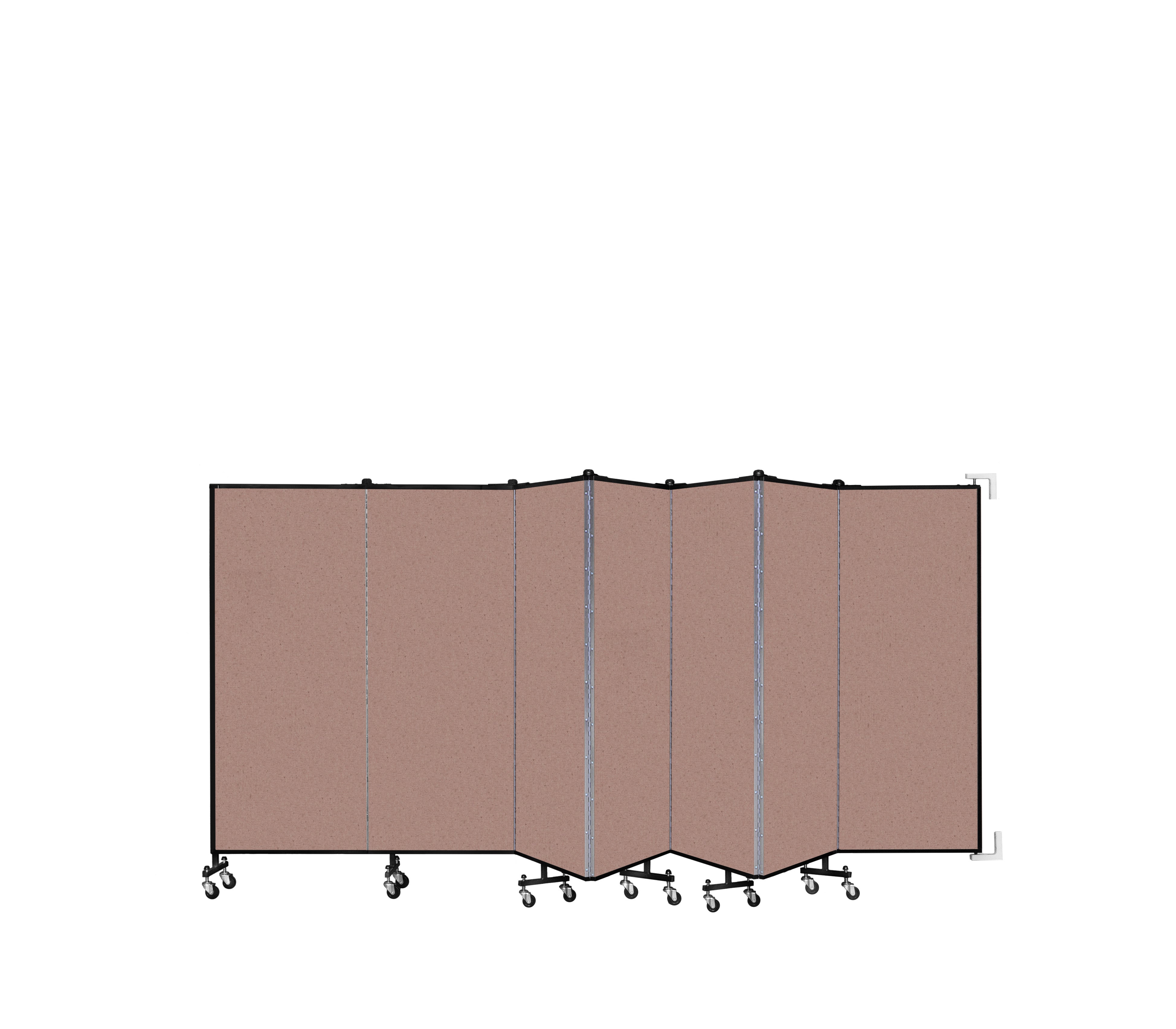 Wallmount Room Divider - 5'H x 12' 10"L - 7 Panel, Rasberry, Vinyl