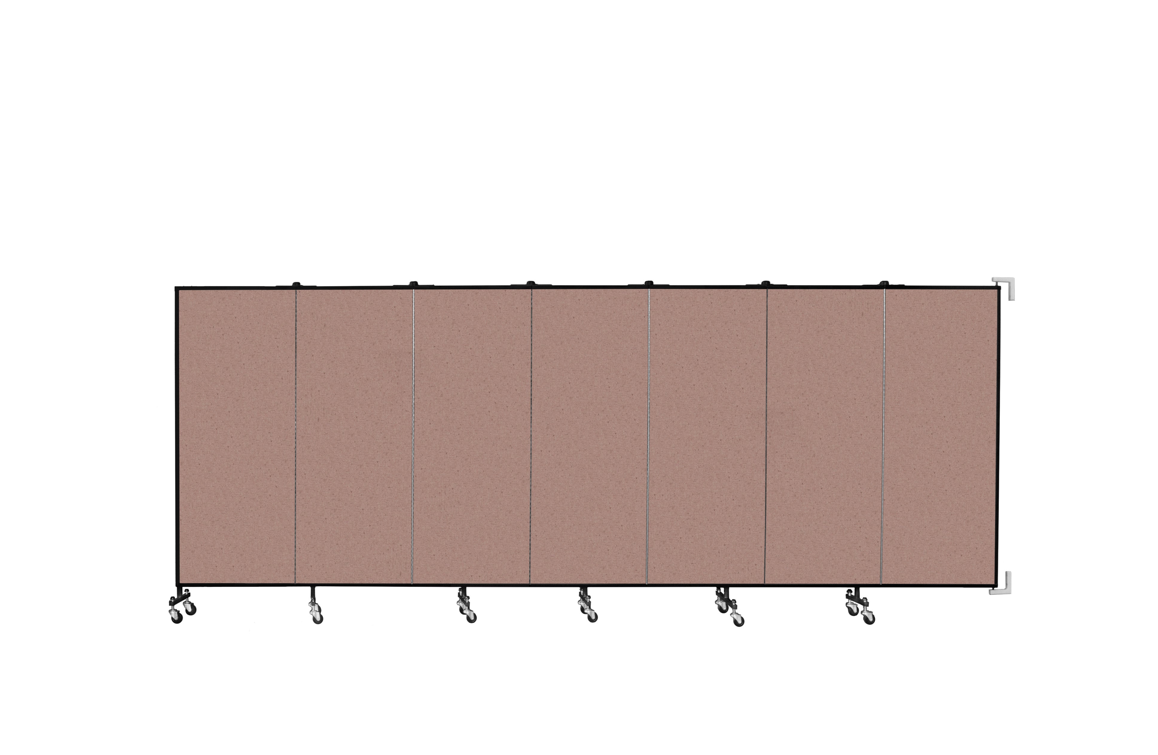 Wallmount Room Divider - 5'H x 12' 10"L - 7 Panel, Rasberry, Vinyl