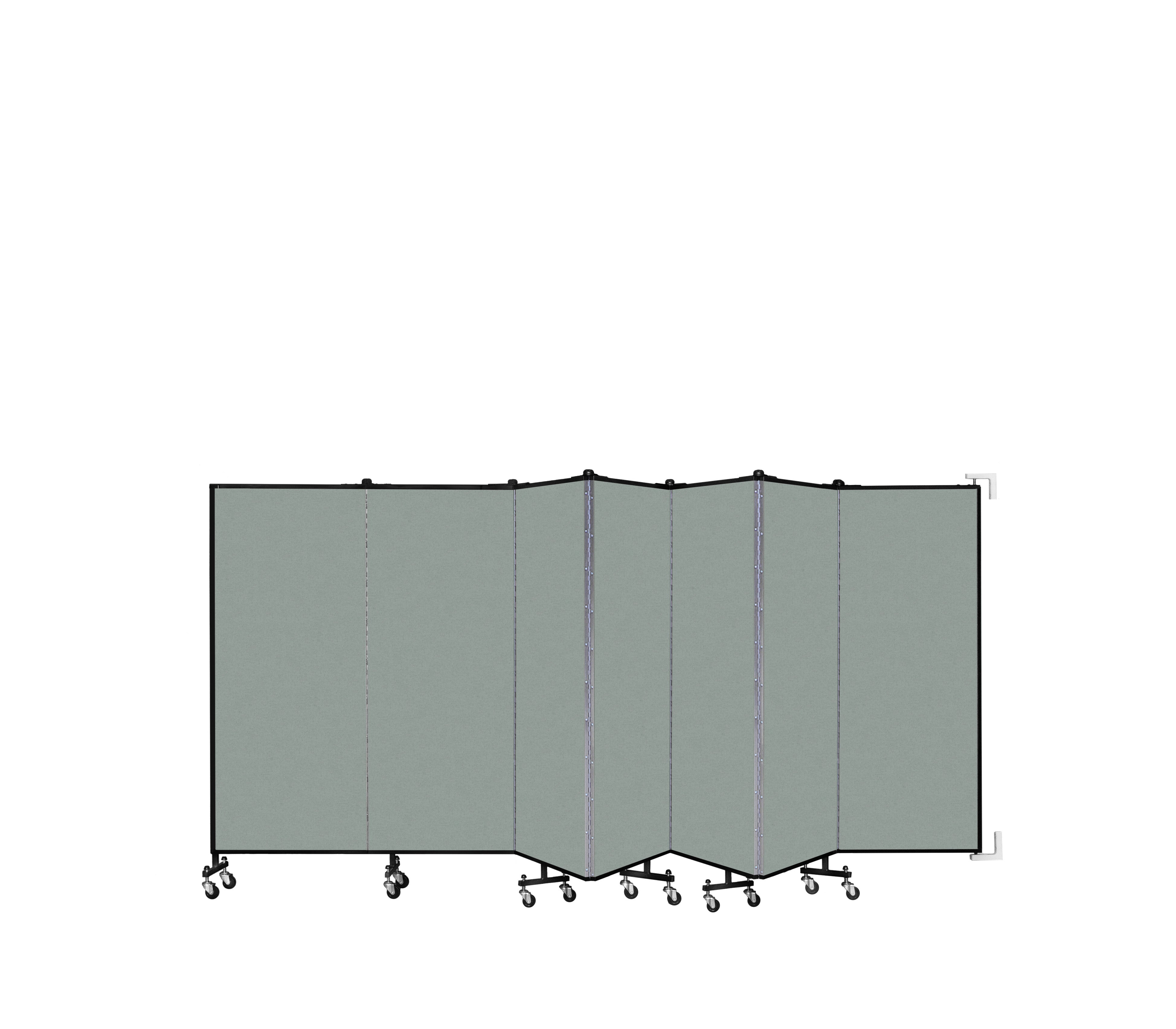 Wallmount Room Divider - 5'H x 12' 10"L - 7 Panel, Mint, Vinyl