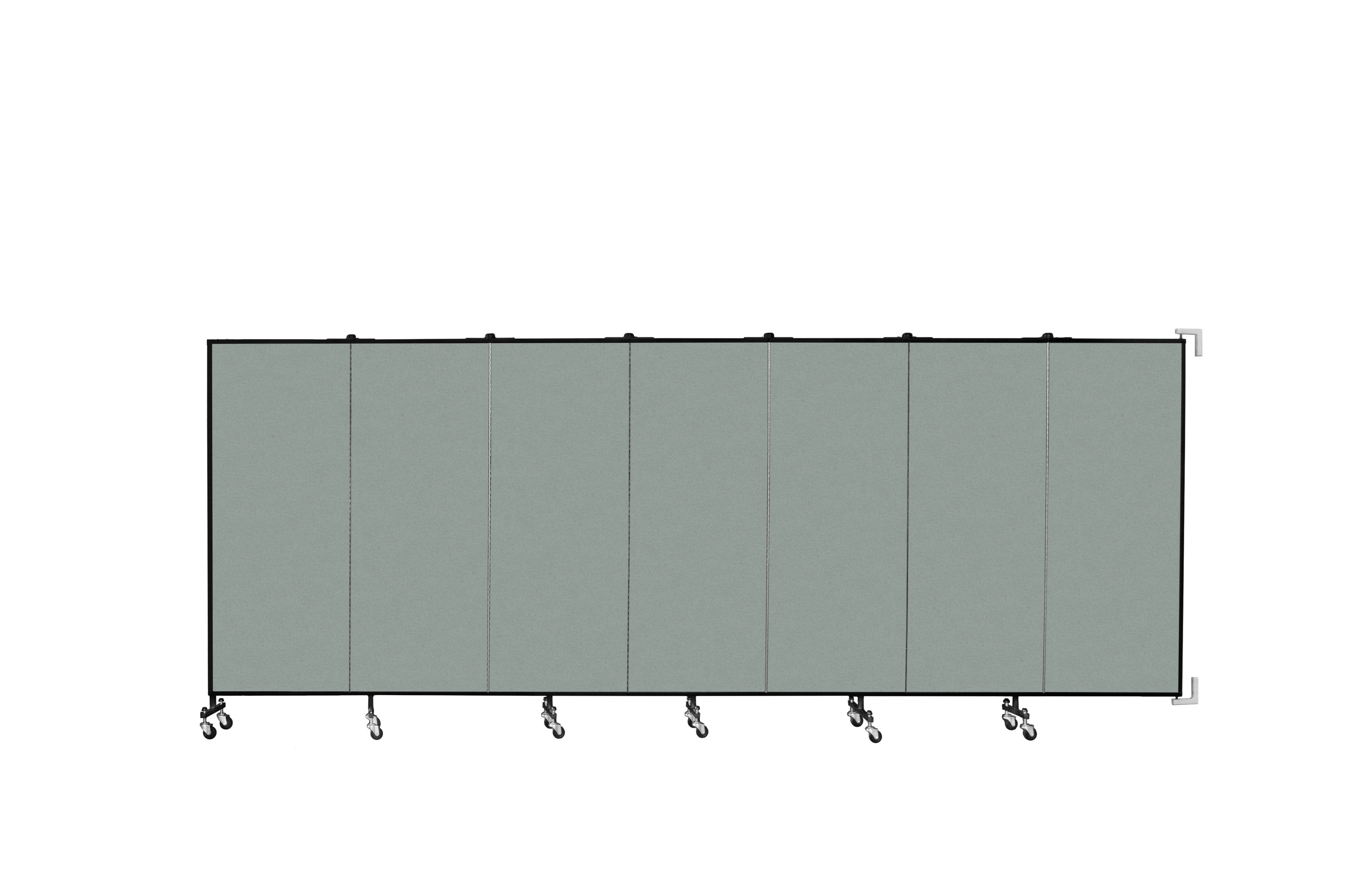 Wallmount Room Divider - 5'H x 12' 10"L - 7 Panel, Mint, Vinyl