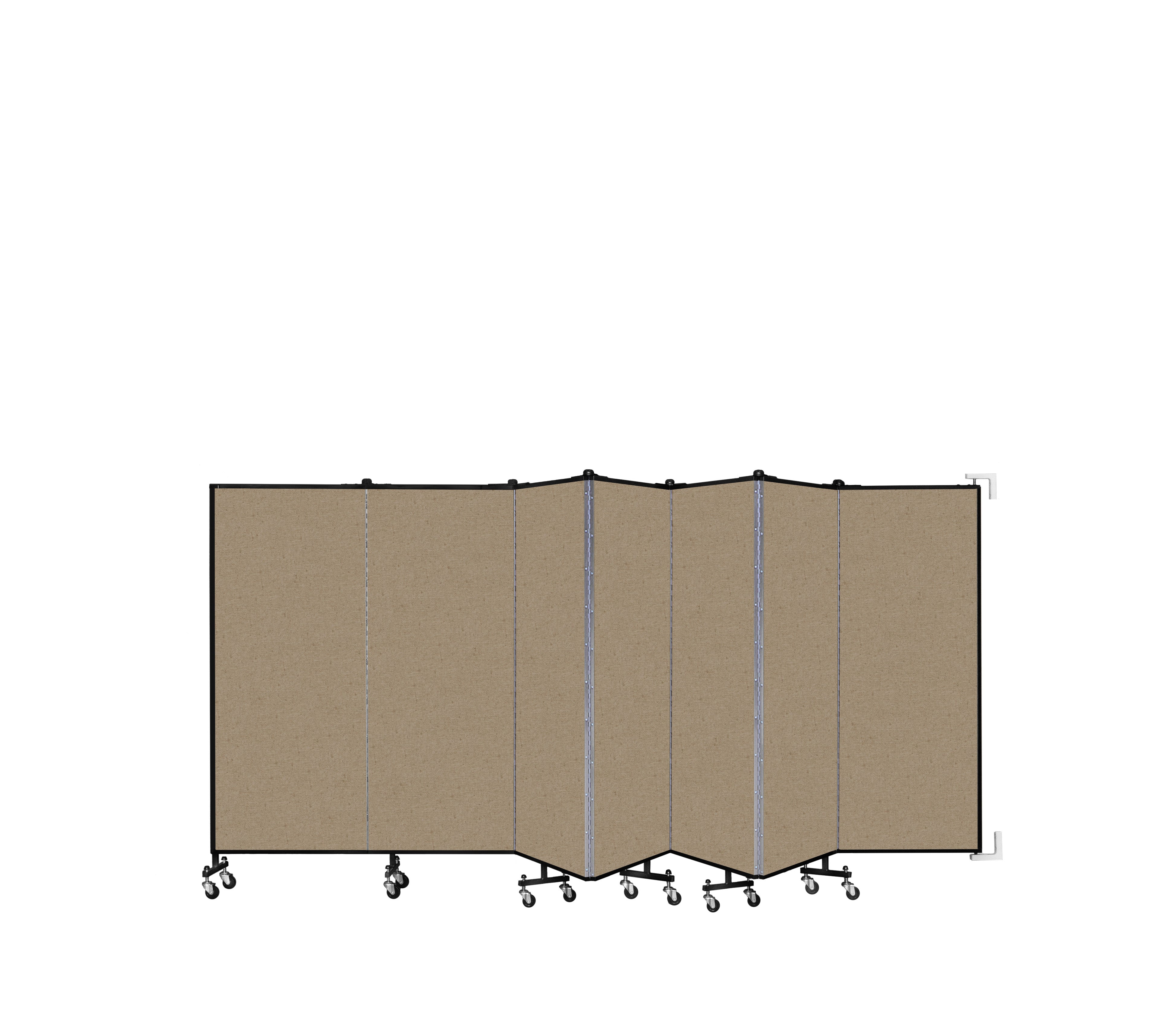 Wallmount Room Divider - 5'H x 12' 10"L - 7 Panel, Sandalwood, Vinyl