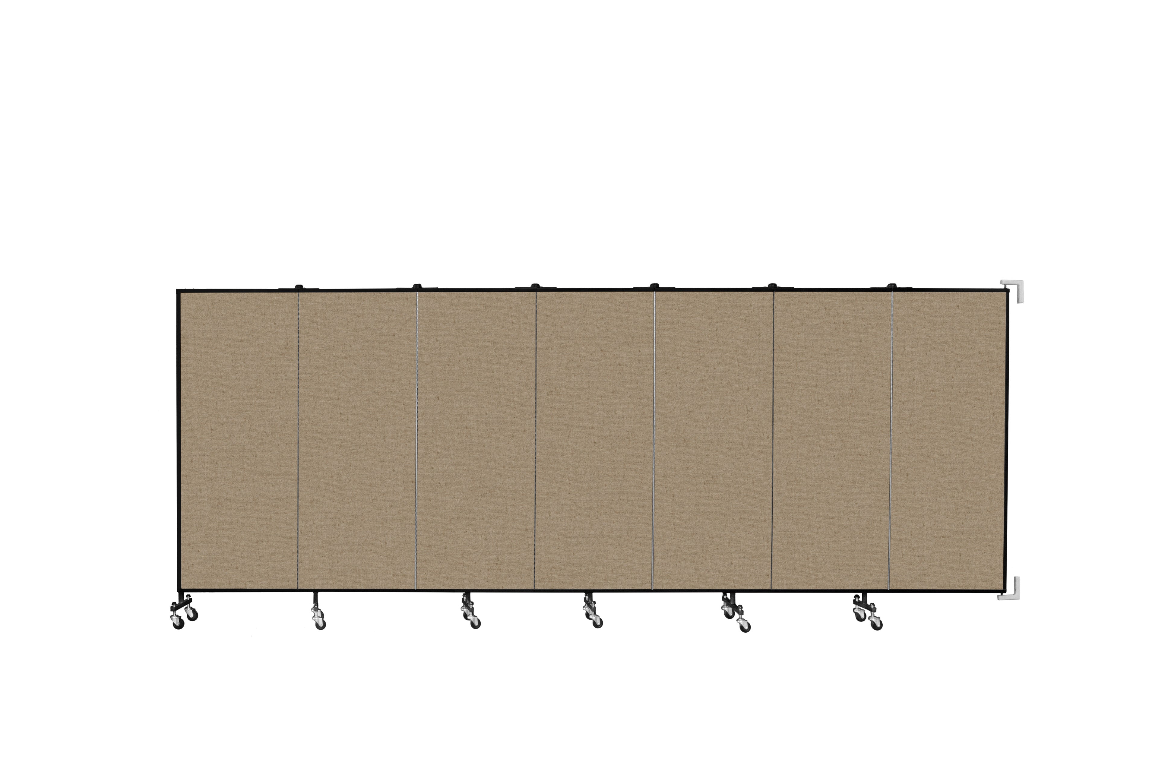 Wallmount Room Divider - 5'H x 12' 10"L - 7 Panel, Sandalwood, Vinyl