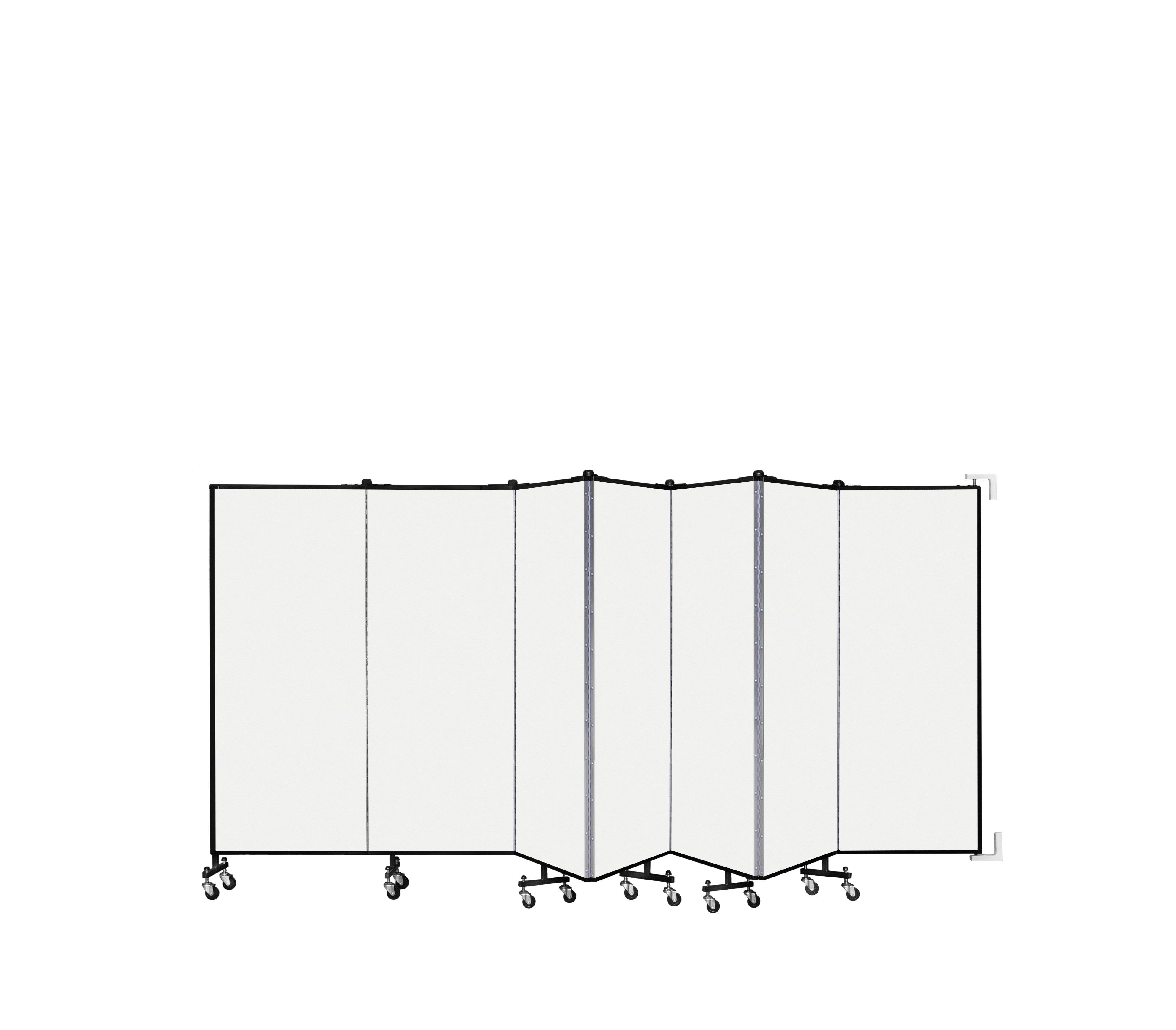 Wallmount Room Divider - 5'H x 12' 10"L - 7 Panel, Ice, Vinyl