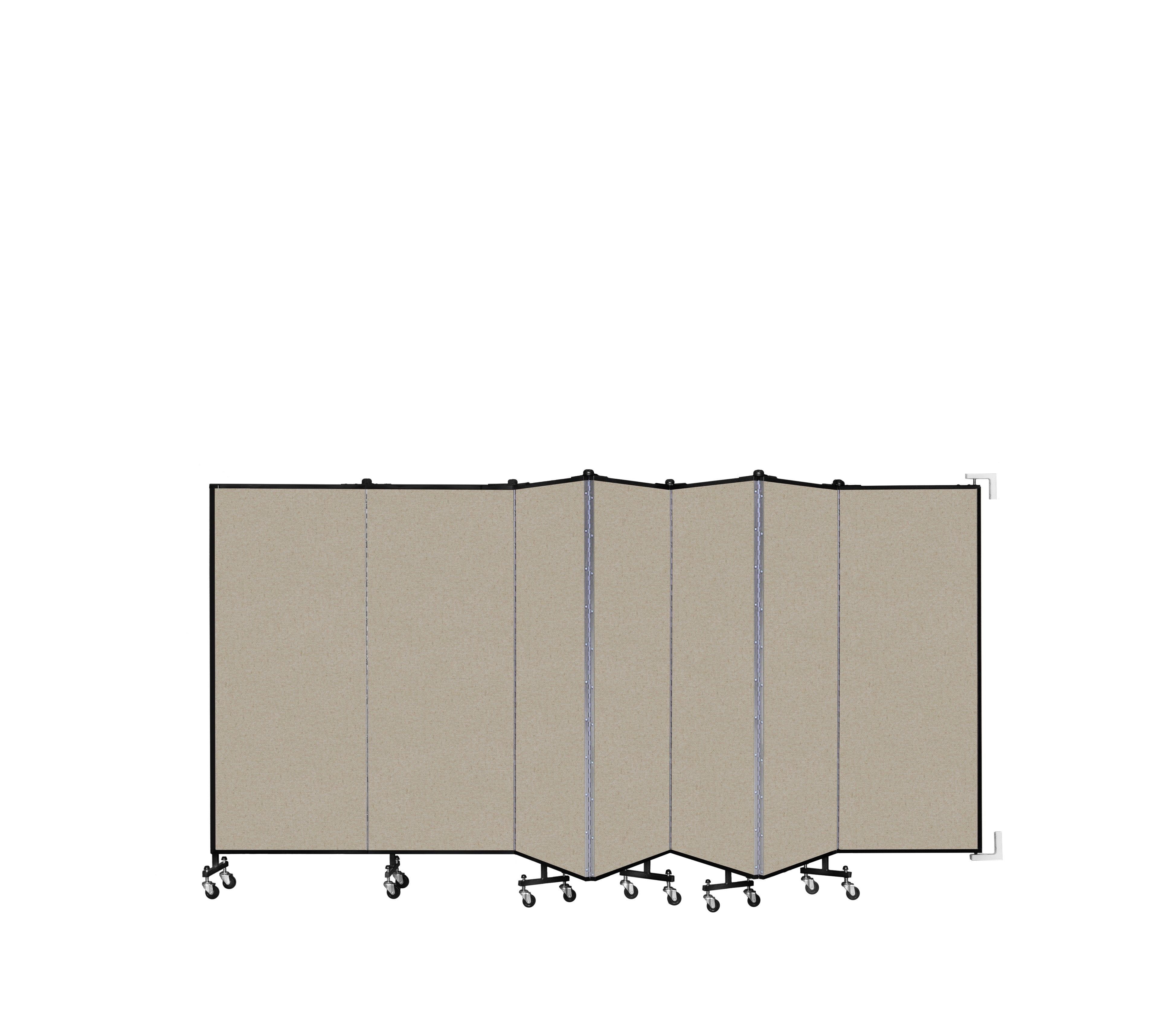 Wallmount Room Divider - 5'H x 12' 10"L - 7 Panel, Hazelnut, Vinyl