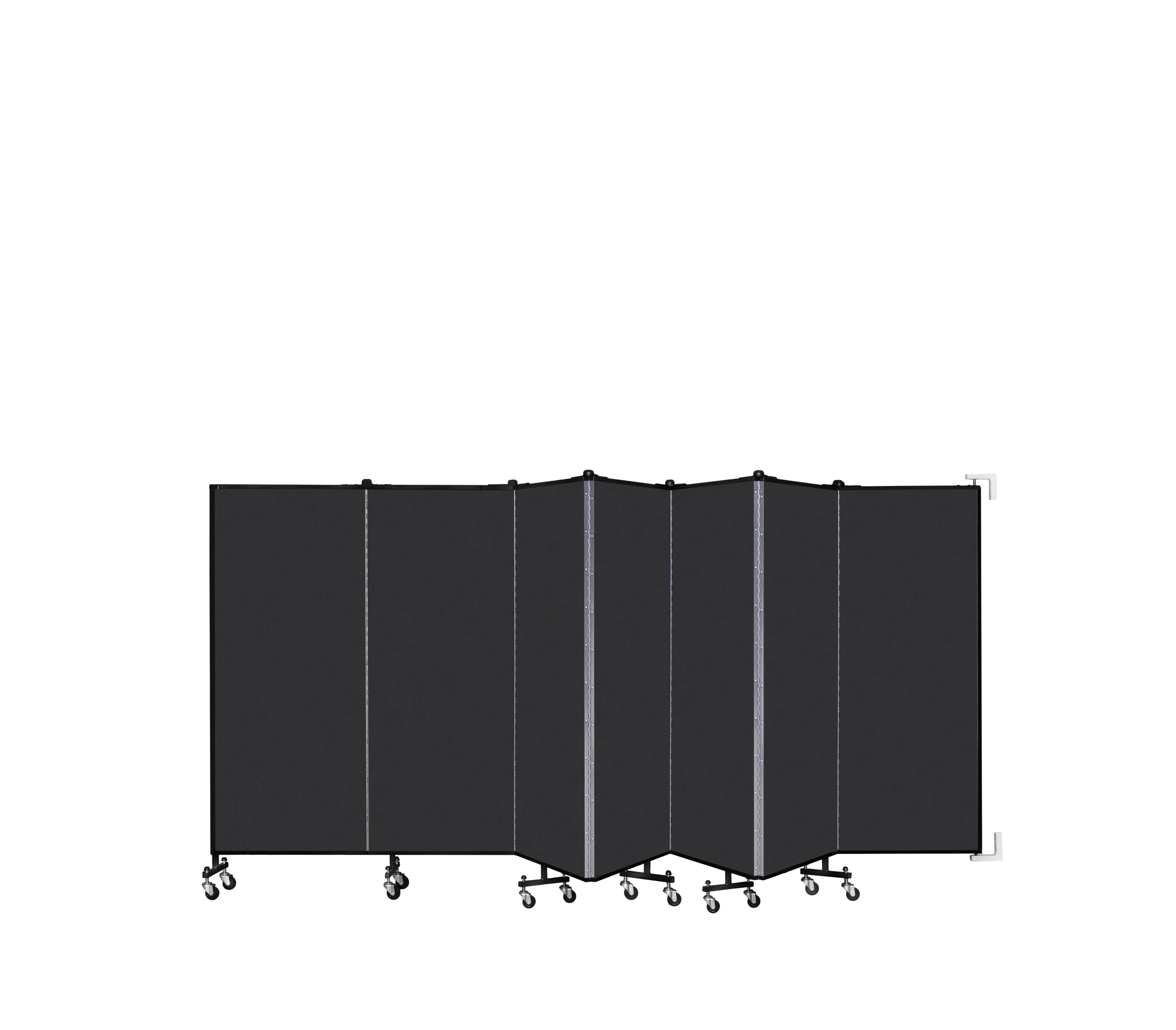Wallmount Room Divider - 5'H x 12' 10"L - 7 Panel, Coal, Vinyl