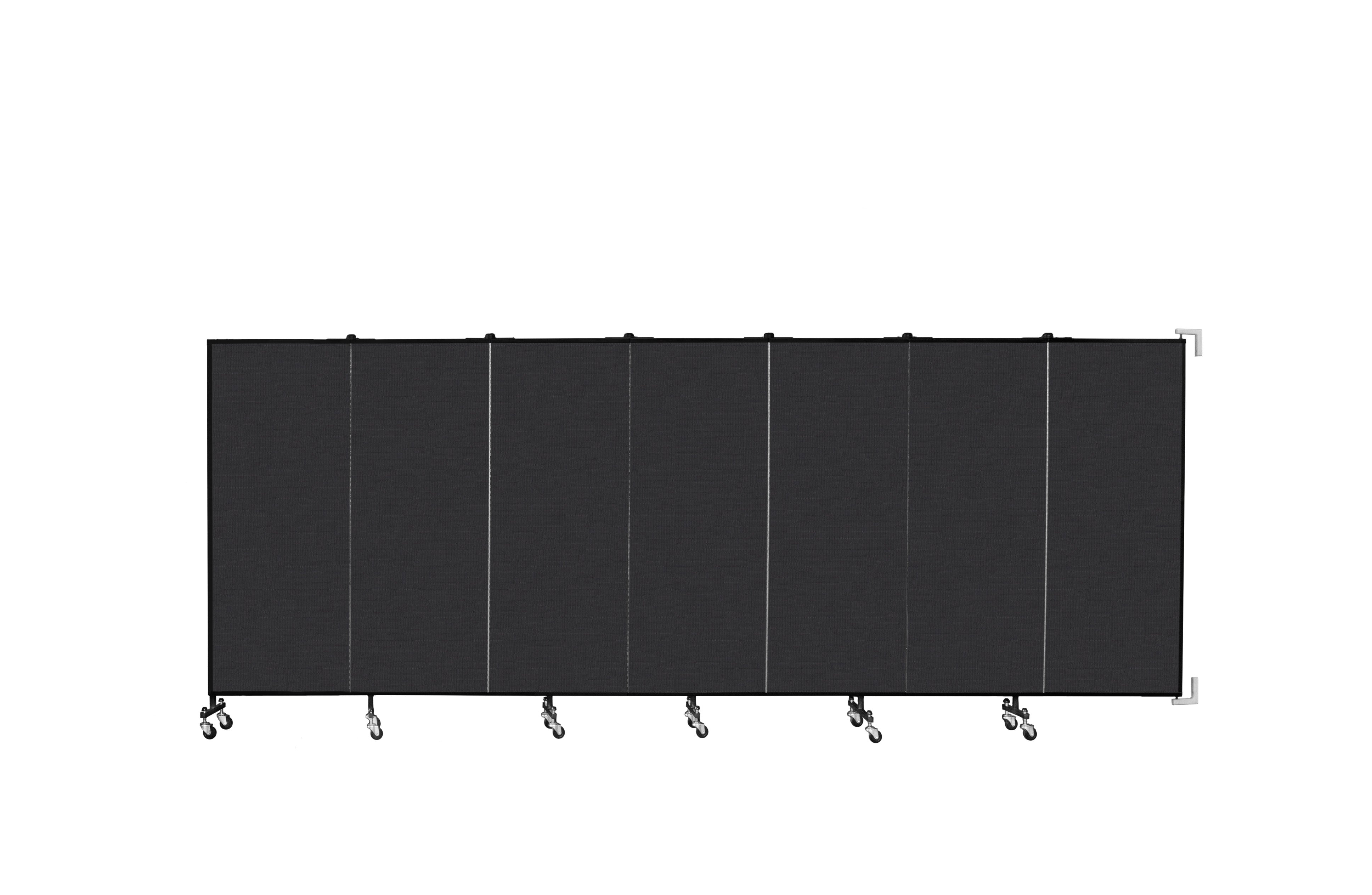 Wallmount Room Divider - 5'H x 12' 10"L - 7 Panel, Coal, Vinyl