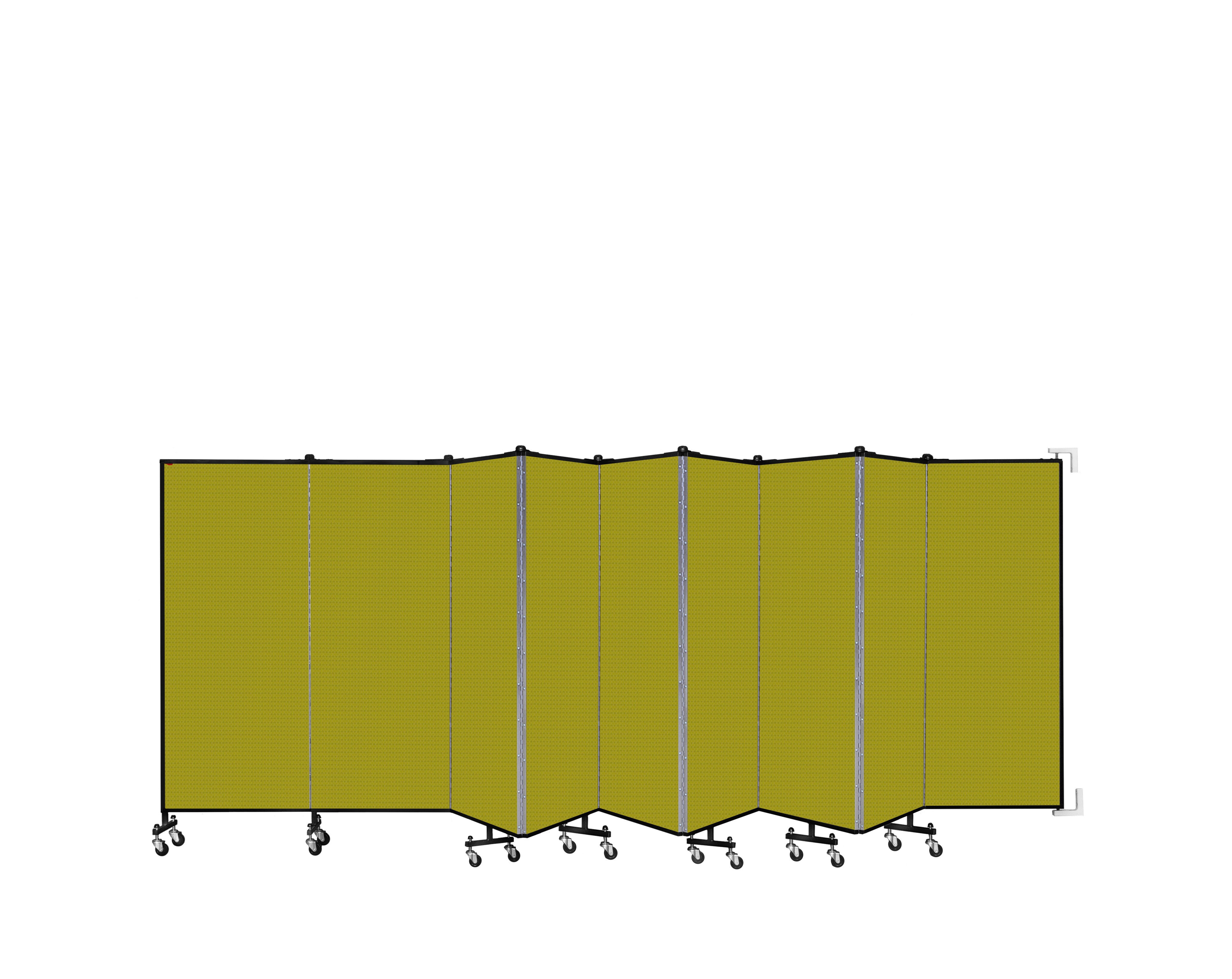 Wallmount Room Divider - 5'H x 16' 6"L - 9 Panel, Apple Green, Fabric