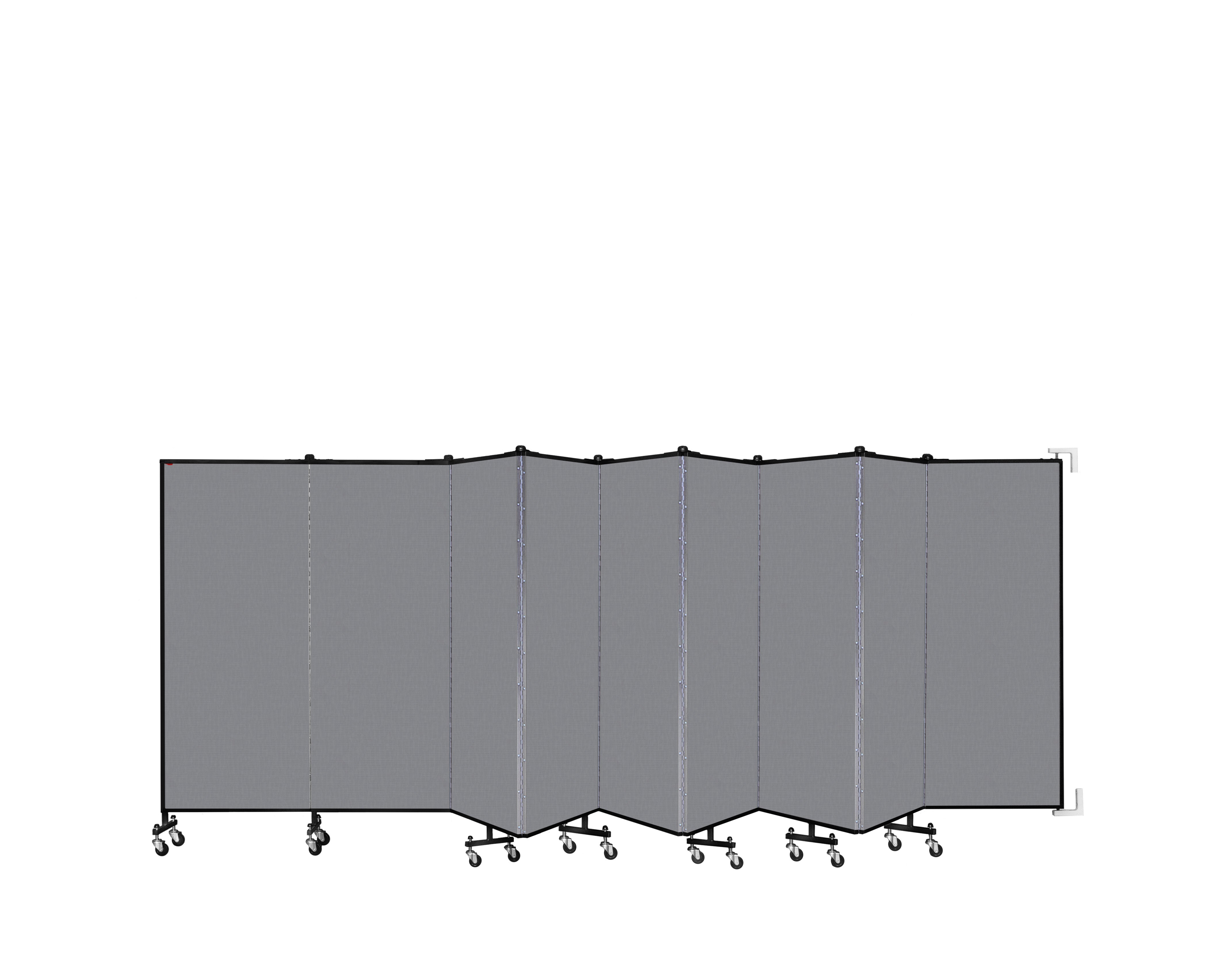 Wallmount Room Divider - 5'H x 16' 6"L - 9 Panel, Stone, Fabric