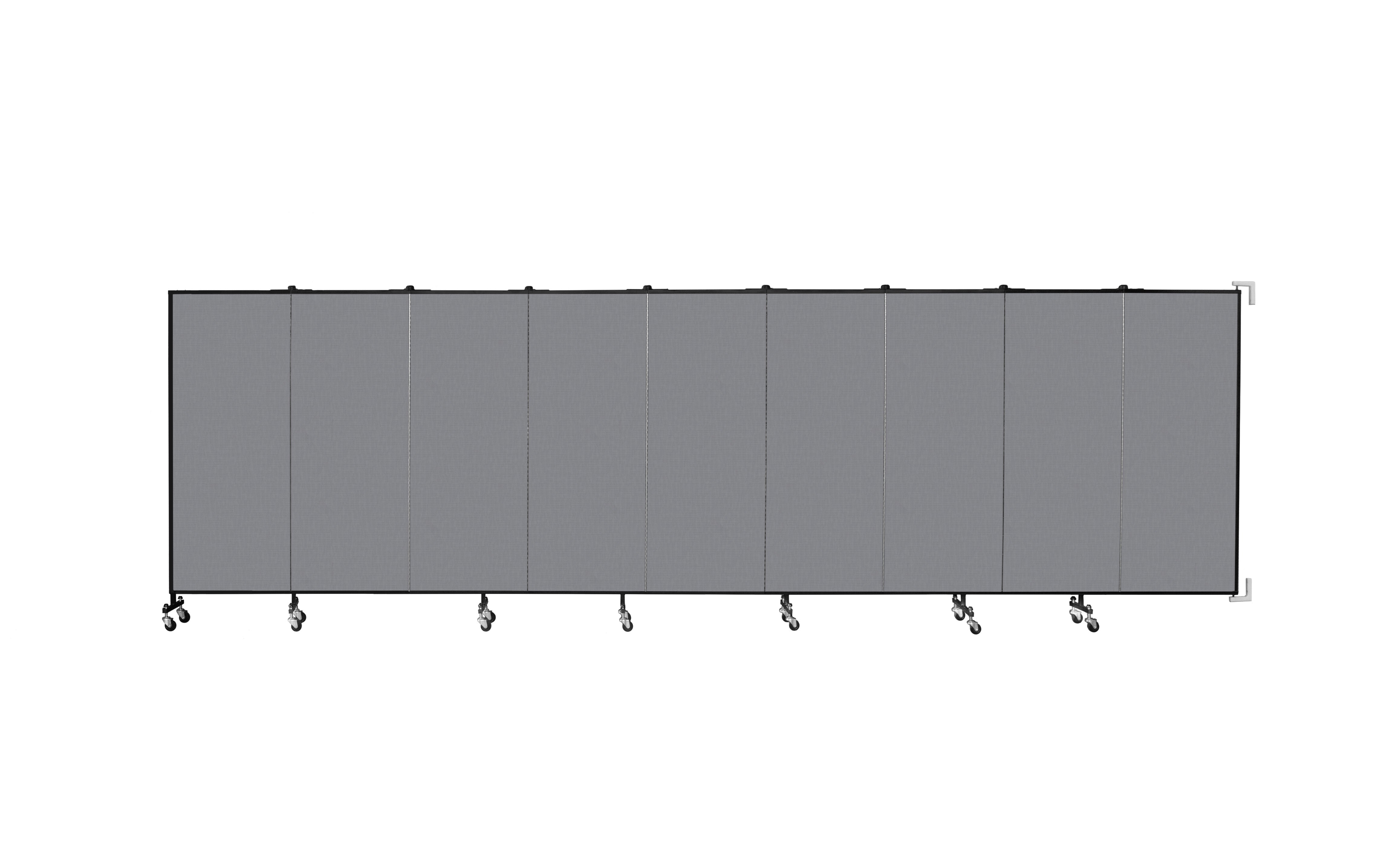 Wallmount Room Divider - 5'H x 16' 6"L - 9 Panel, Stone, Fabric
