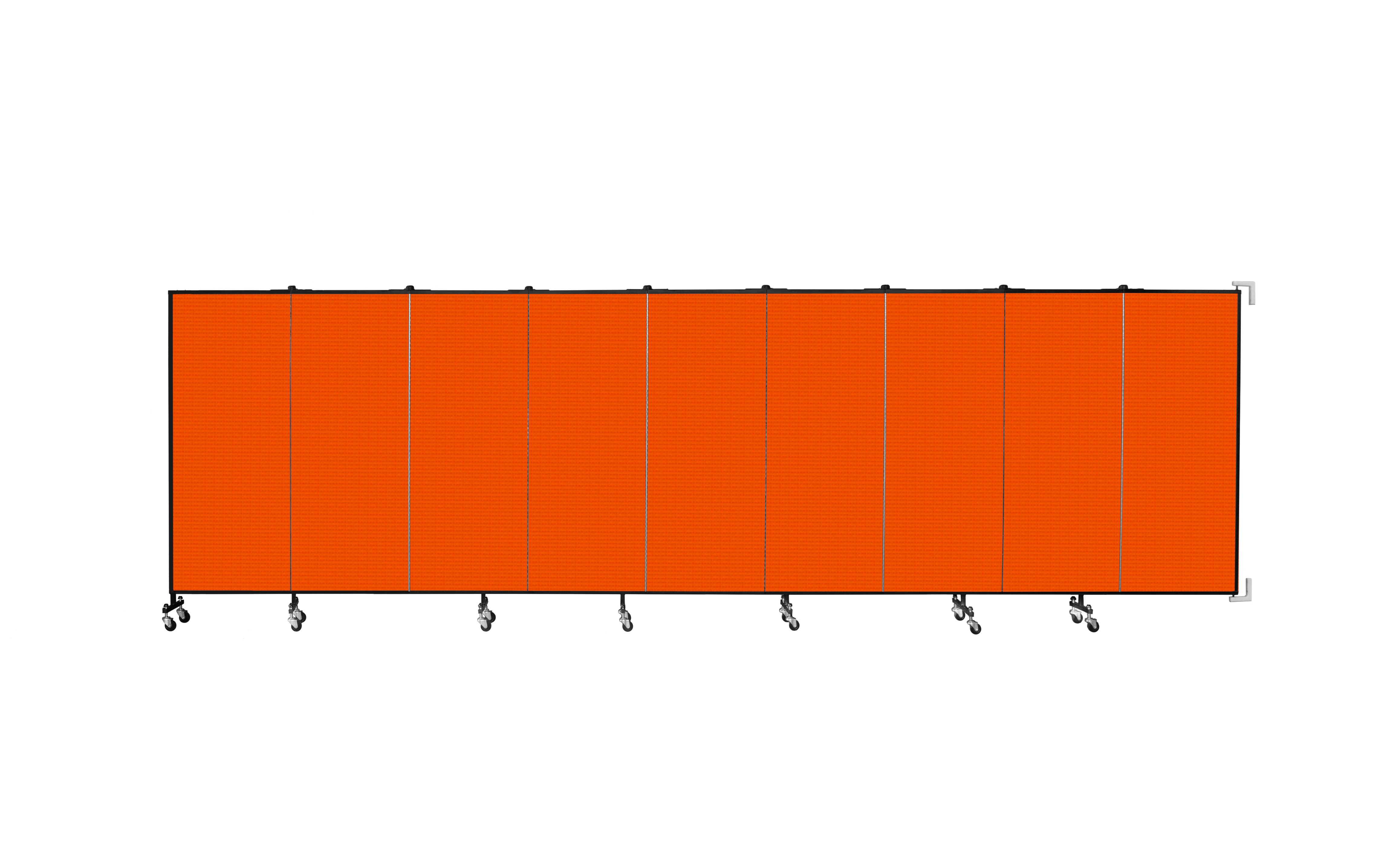 Wallmount Room Divider - 5'H x 16' 6"L - 9 Panel, Orange, Fabric