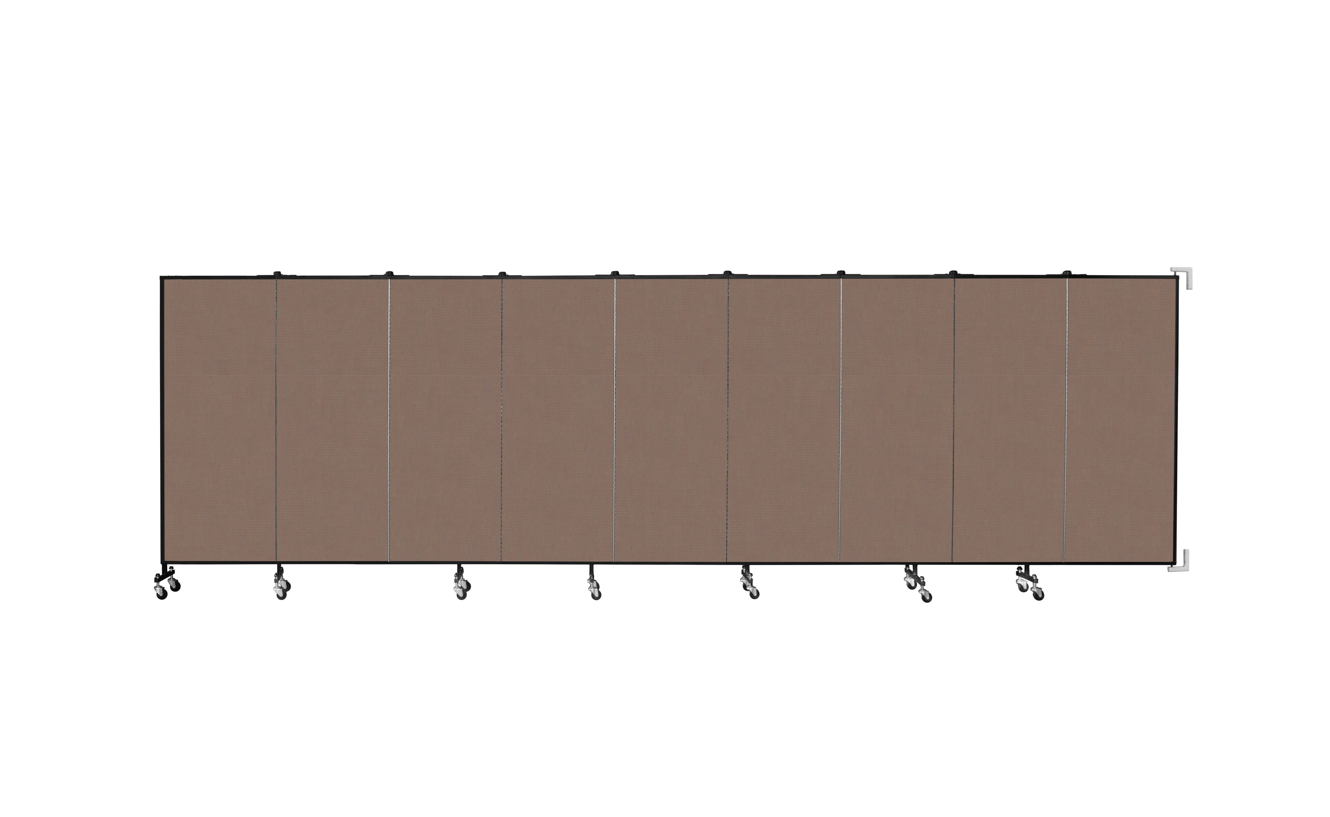 Wallmount Room Divider - 5'H x 16' 6"L - 9 Panel, Walnut, Fabric