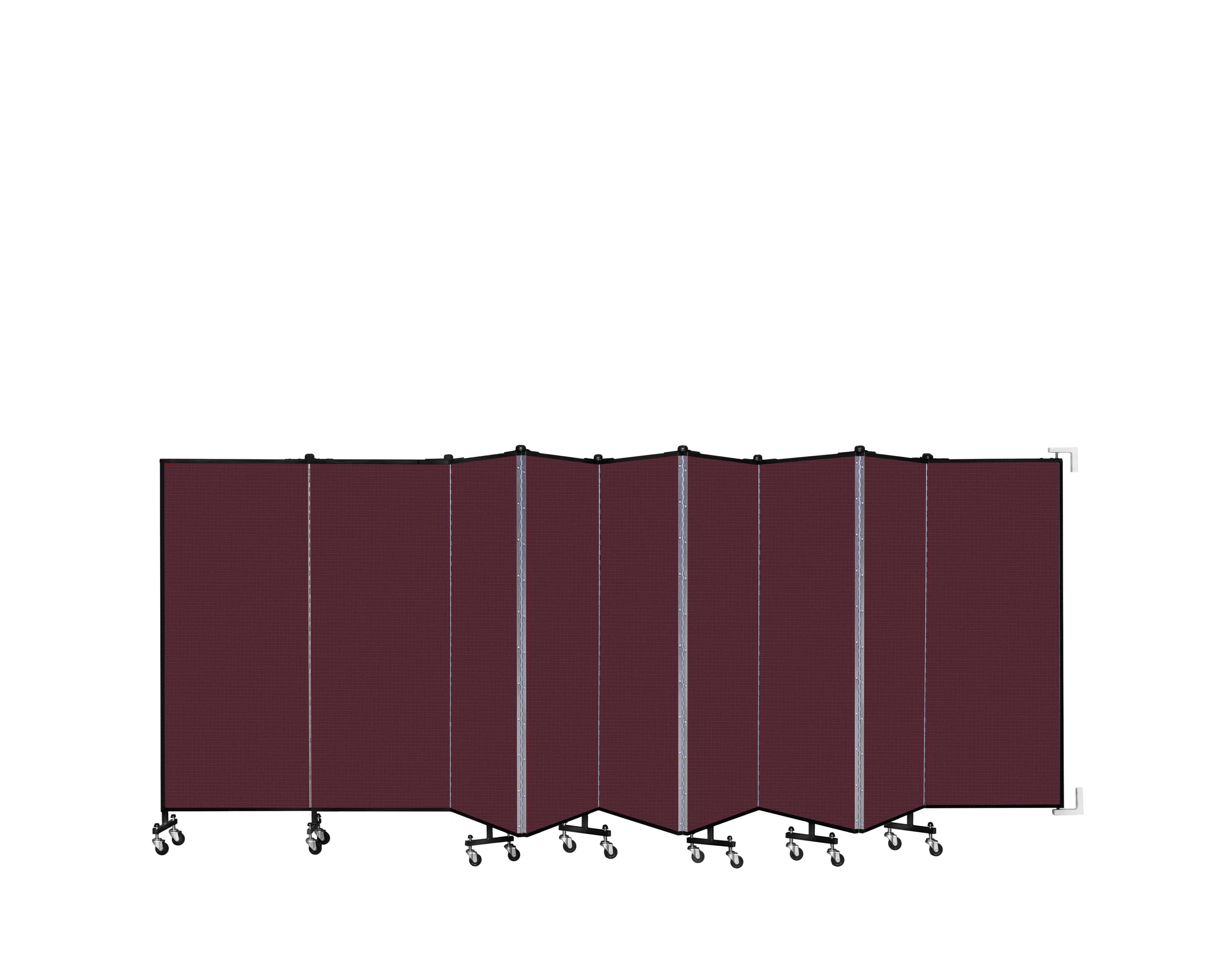 Wallmount Room Divider - 5'H x 16' 6"L - 9 Panel, Purple, Fabric