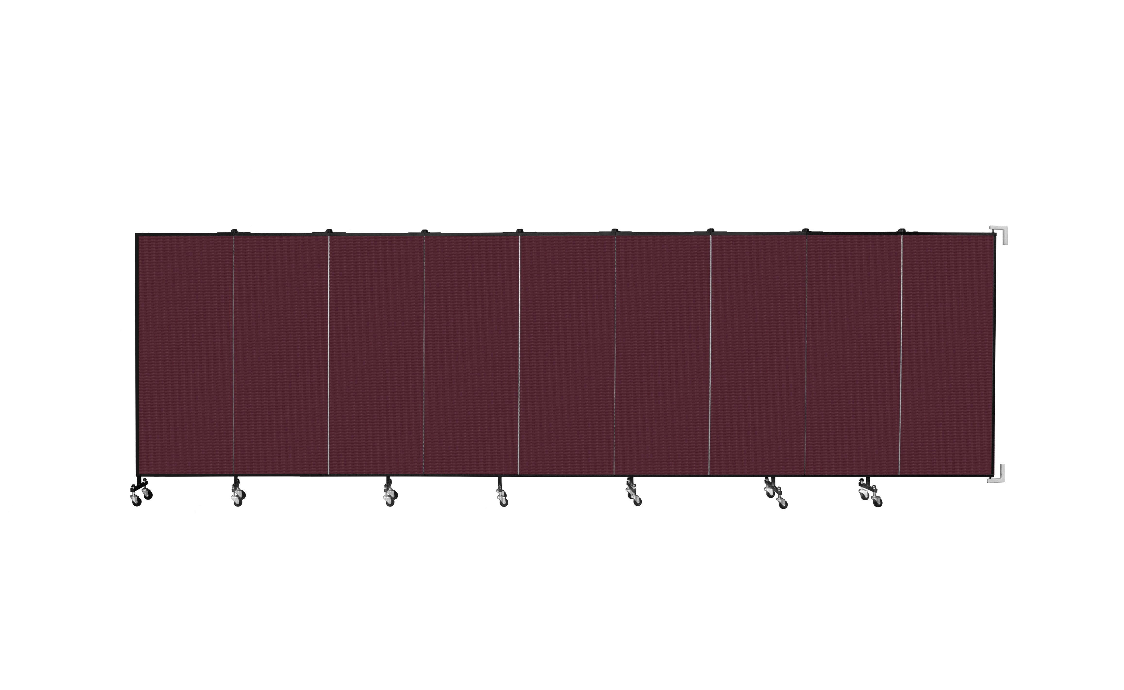 Wallmount Room Divider - 5'H x 16' 6"L - 9 Panel, Purple, Fabric