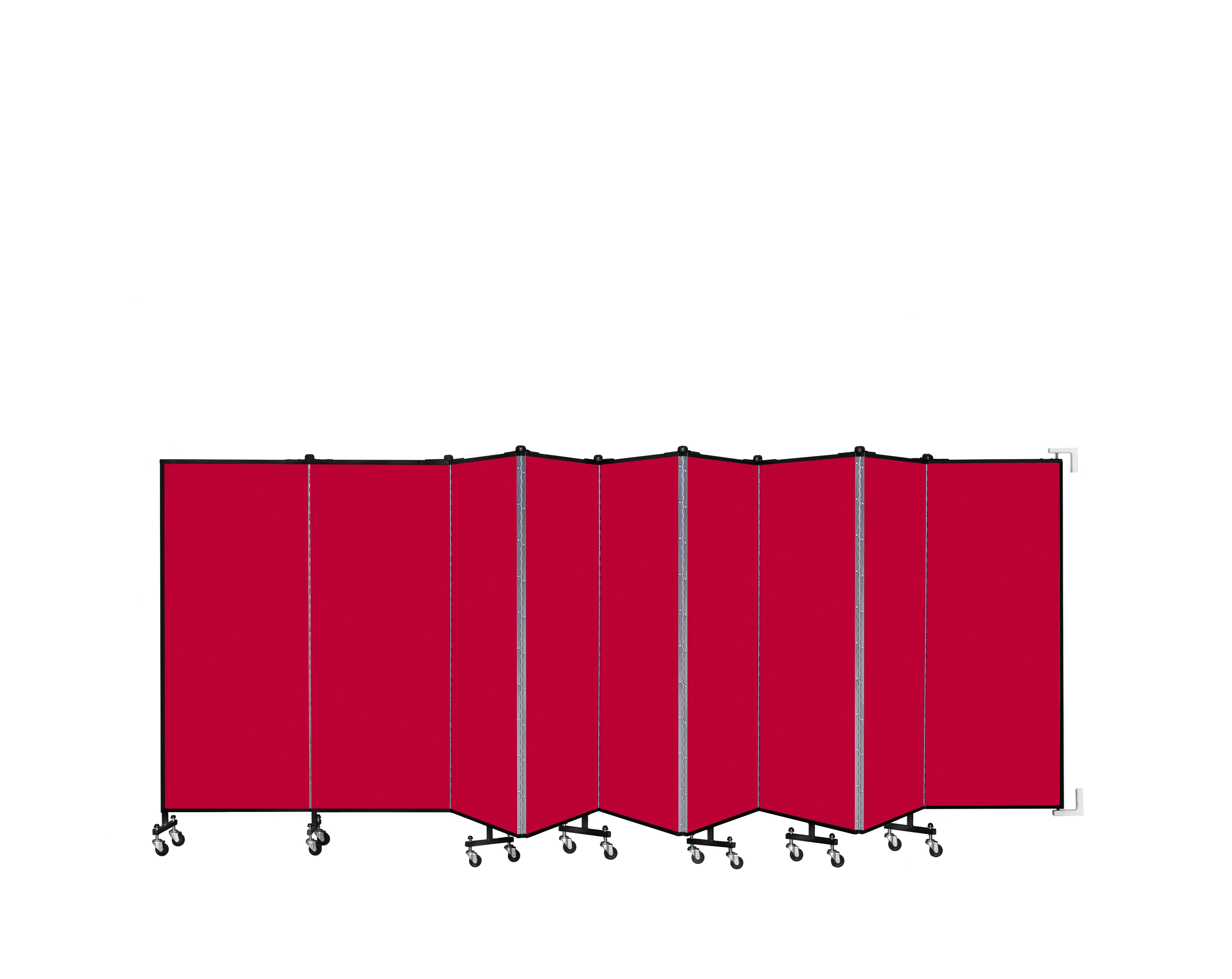 Wallmount Room Divider - 5'H x 16' 6"L - 9 Panel, Primary Red, Fabric