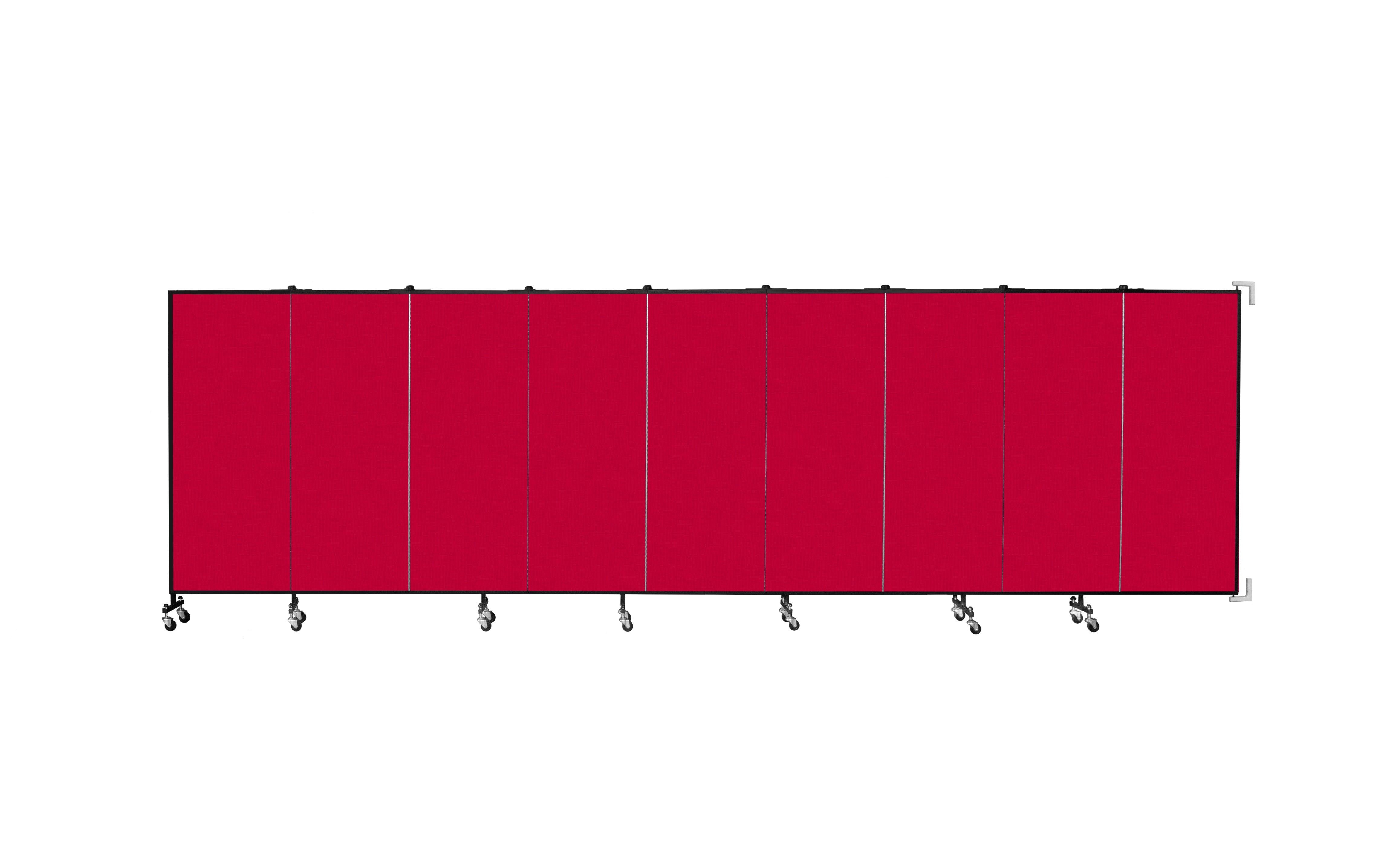 Wallmount Room Divider - 5'H x 16' 6"L - 9 Panel, Primary Red, Fabric