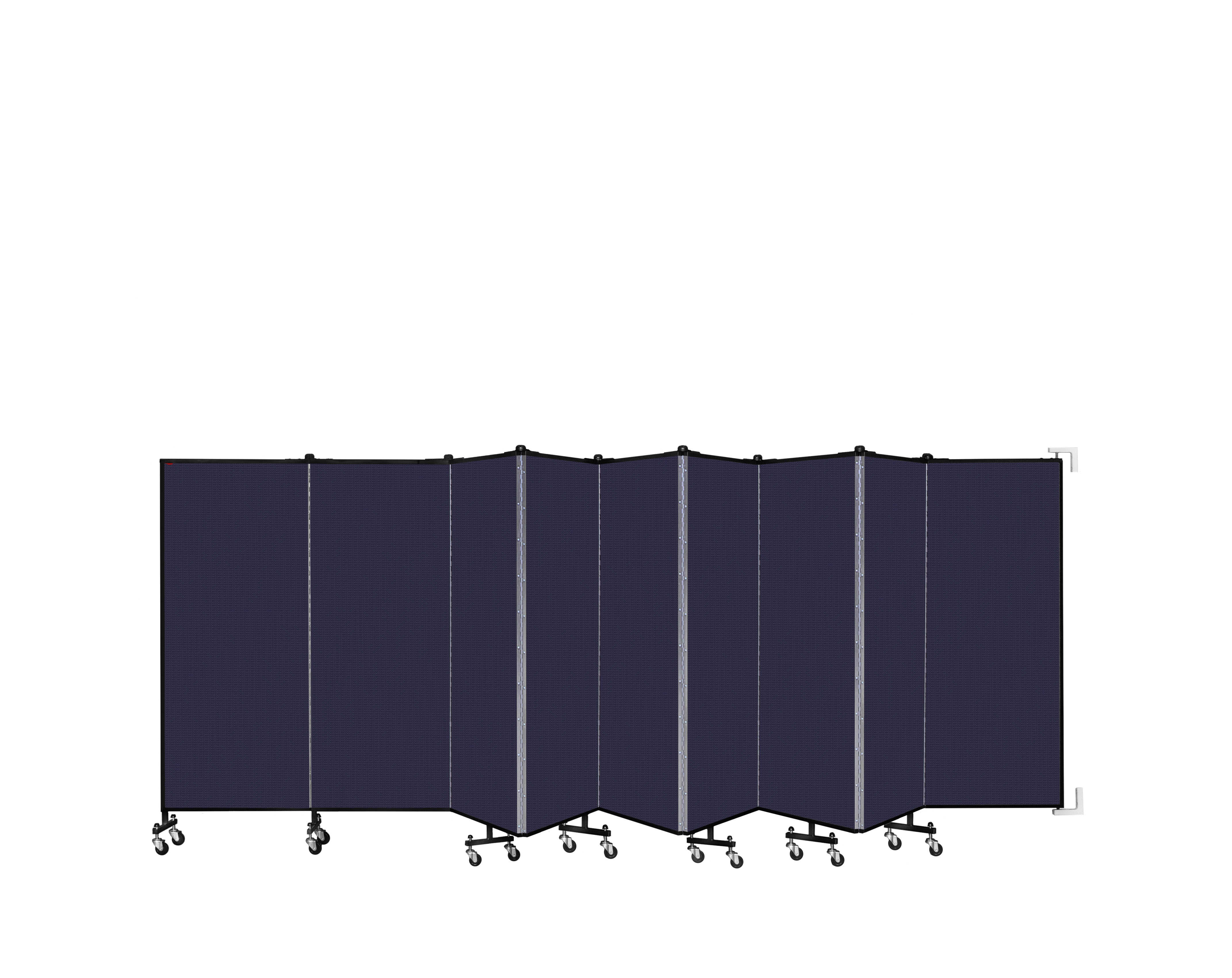 Wallmount Room Divider - 5'H x 16' 6"L - 9 Panel, Navy, Fabric