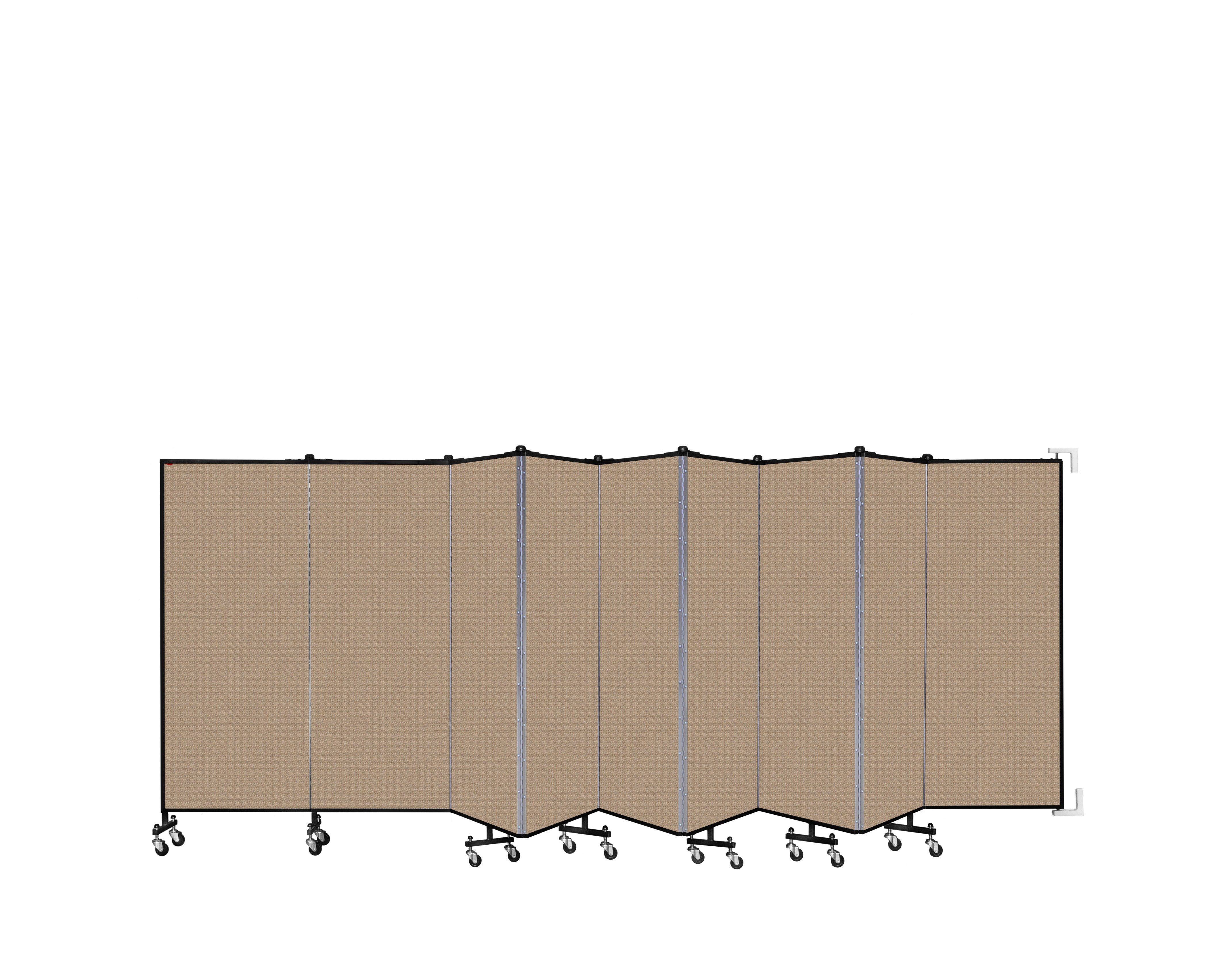 Wallmount Room Divider - 5'H x 16' 6"L - 9 Panel, Desert, Fabric