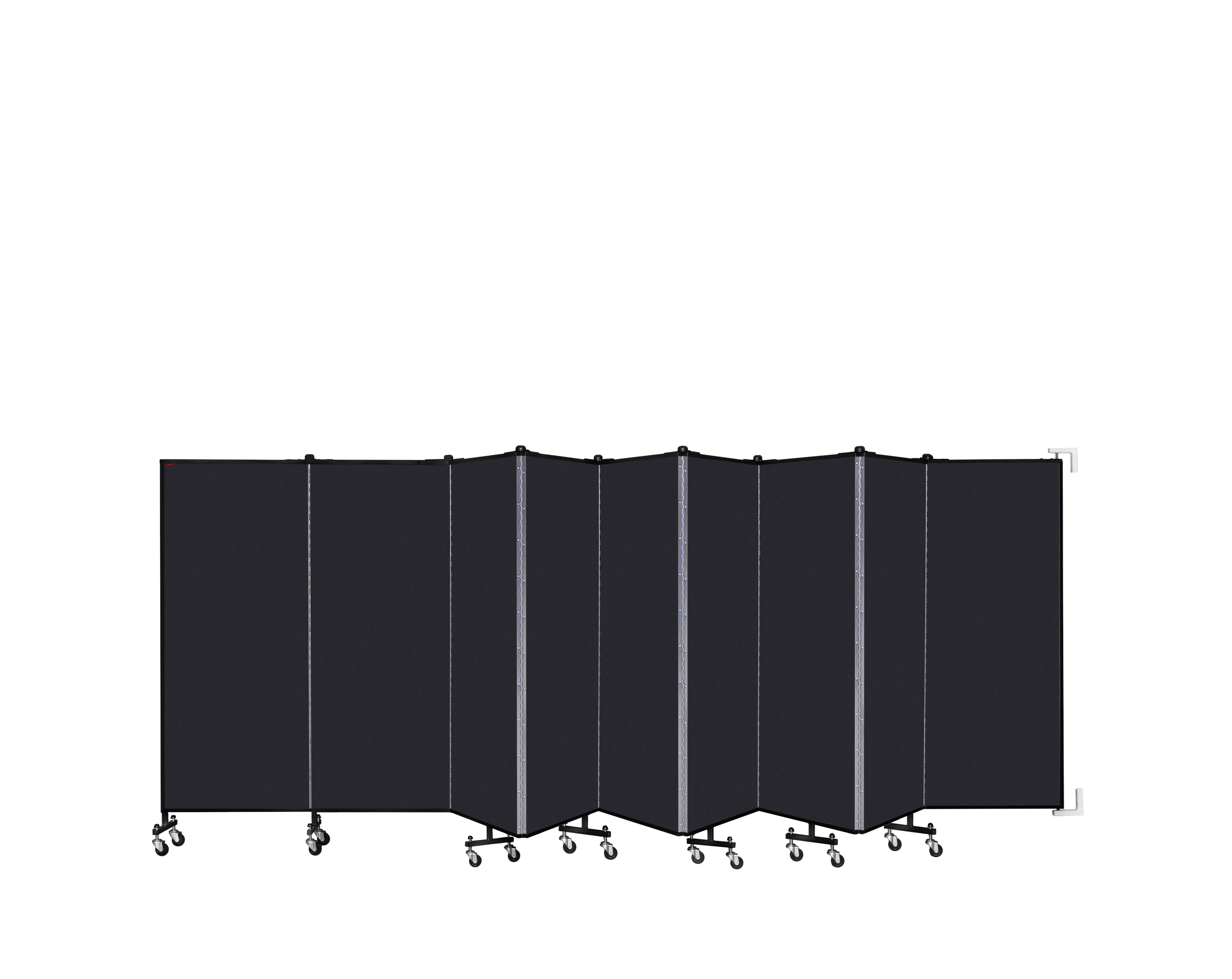 Wallmount Room Divider - 5'H x 16' 6"L - 9 Panel, Black, Fabric