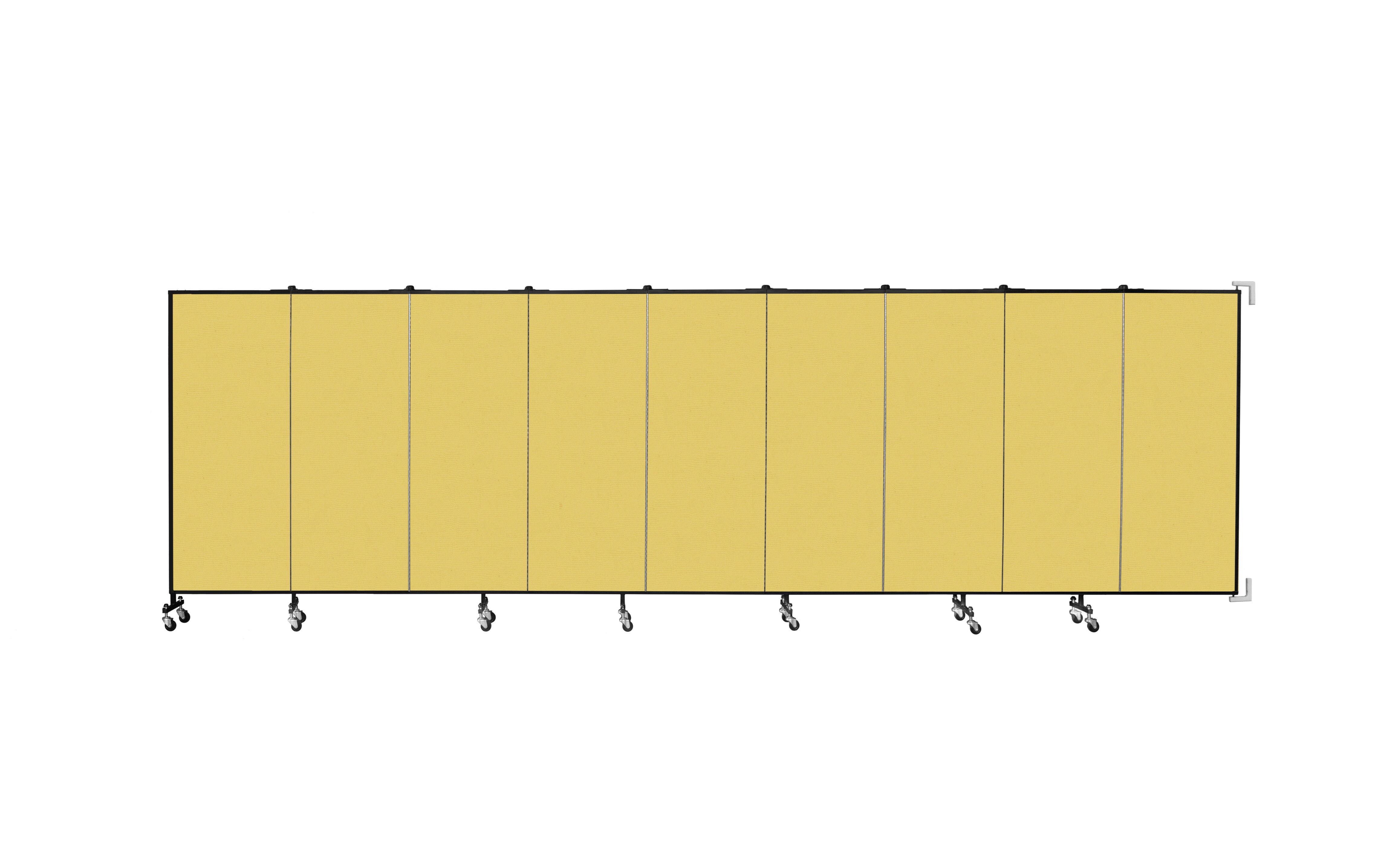 Wallmount Room Divider - 5'H x 16' 6"L - 9 Panel, Primary Yellow, Fabric