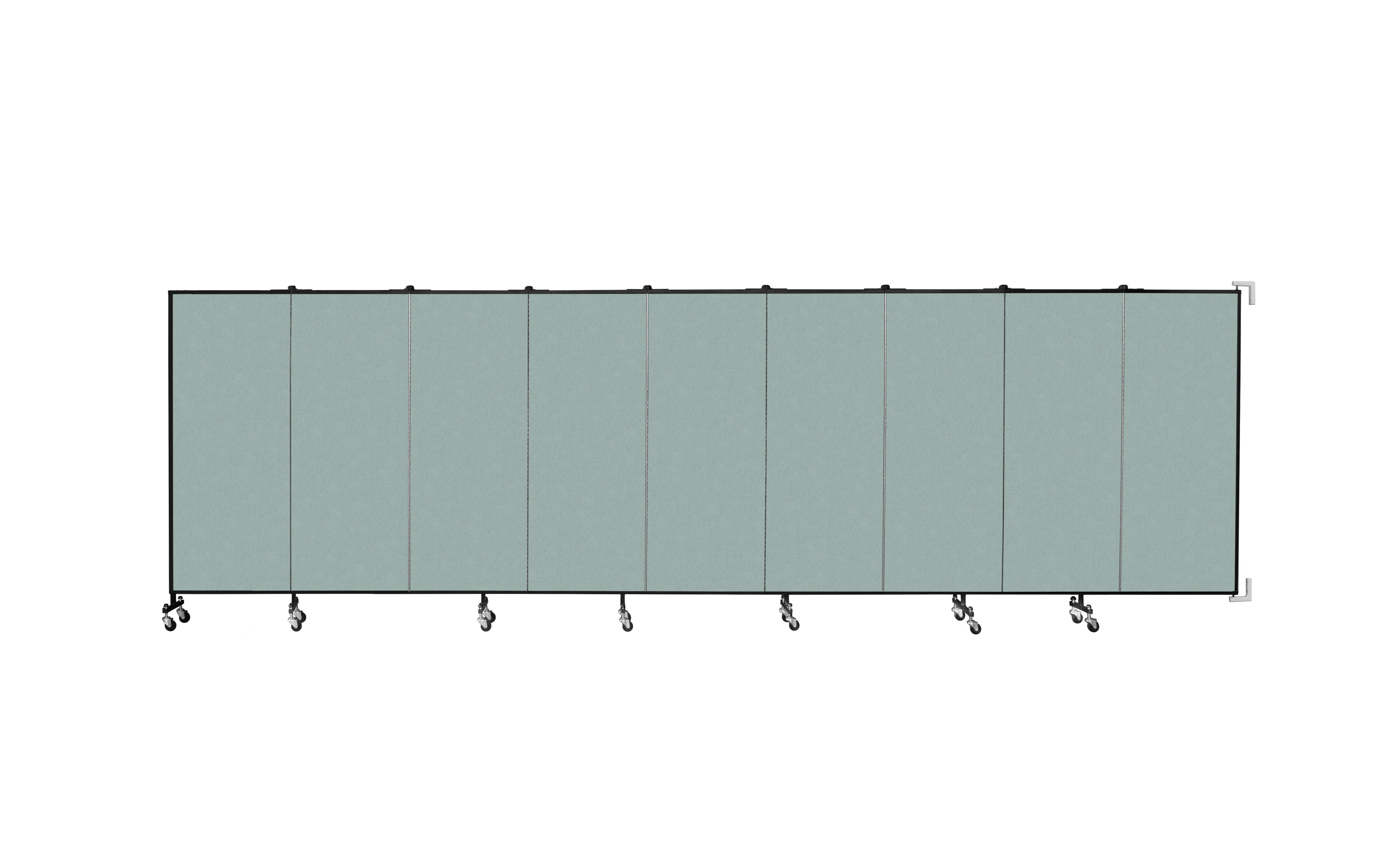 Wallmount Room Divider - 5'H x 16' 6"L - 9 Panel, Sea Green, Fabric